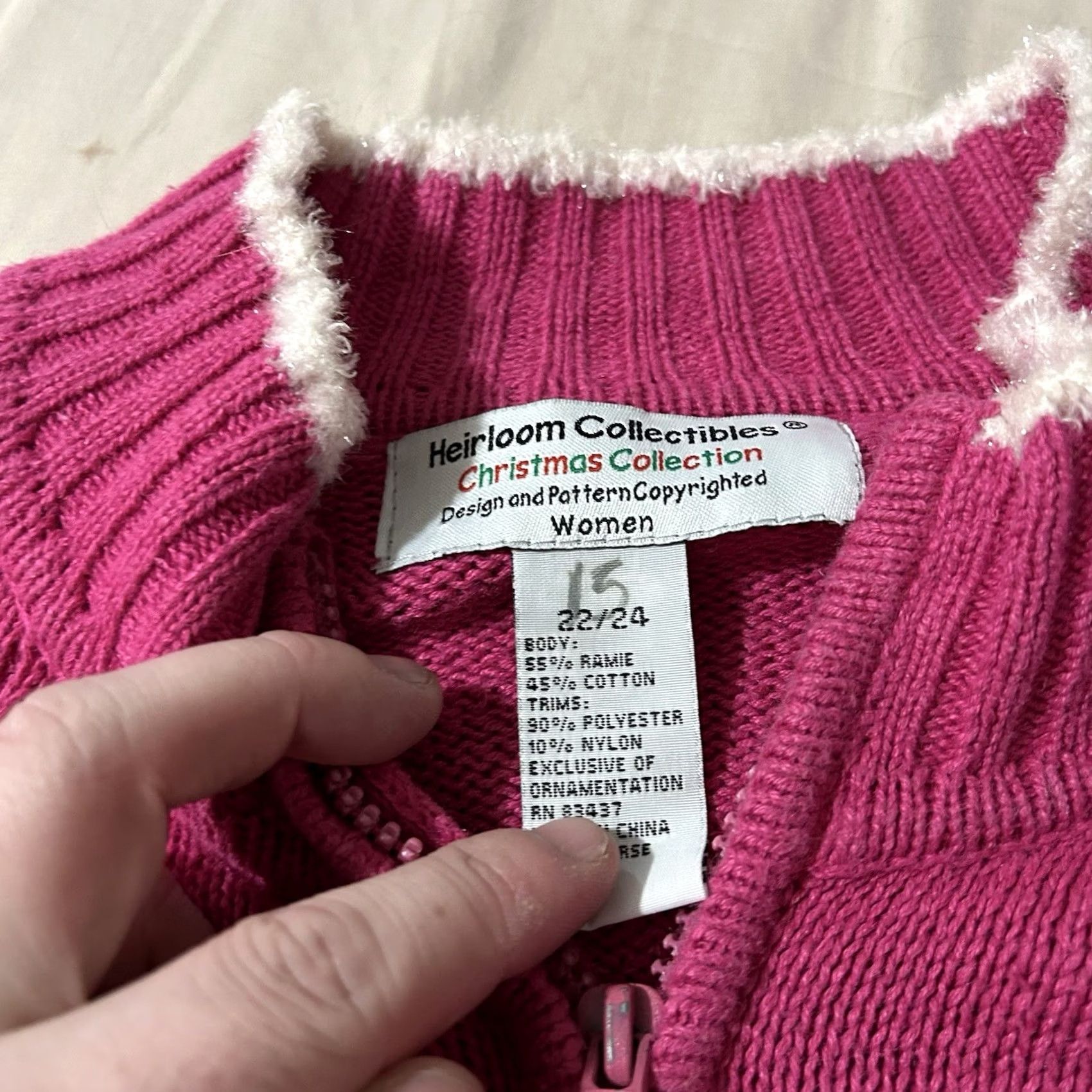 Vintage VINTAGE Heirloom Collectibles Pink Christmas Full Zip Sweater 2XL Women Cardigan 2XL Pink Christmas Size XXL / US 16-18 / IT 52-54 - 2 Thumbnail