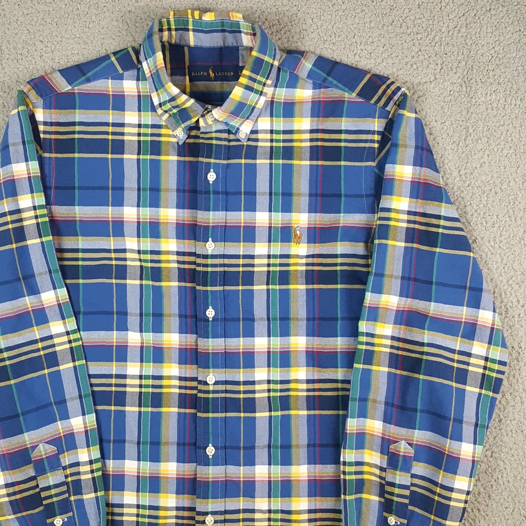Ralph Lauren Ralph Lauren Button-Down Shirt Mens L Blue Plaid Preppy Pony Logo 90s Vintage Classic Casual Workwear Shirt Size 42R - 2 Thumbnail