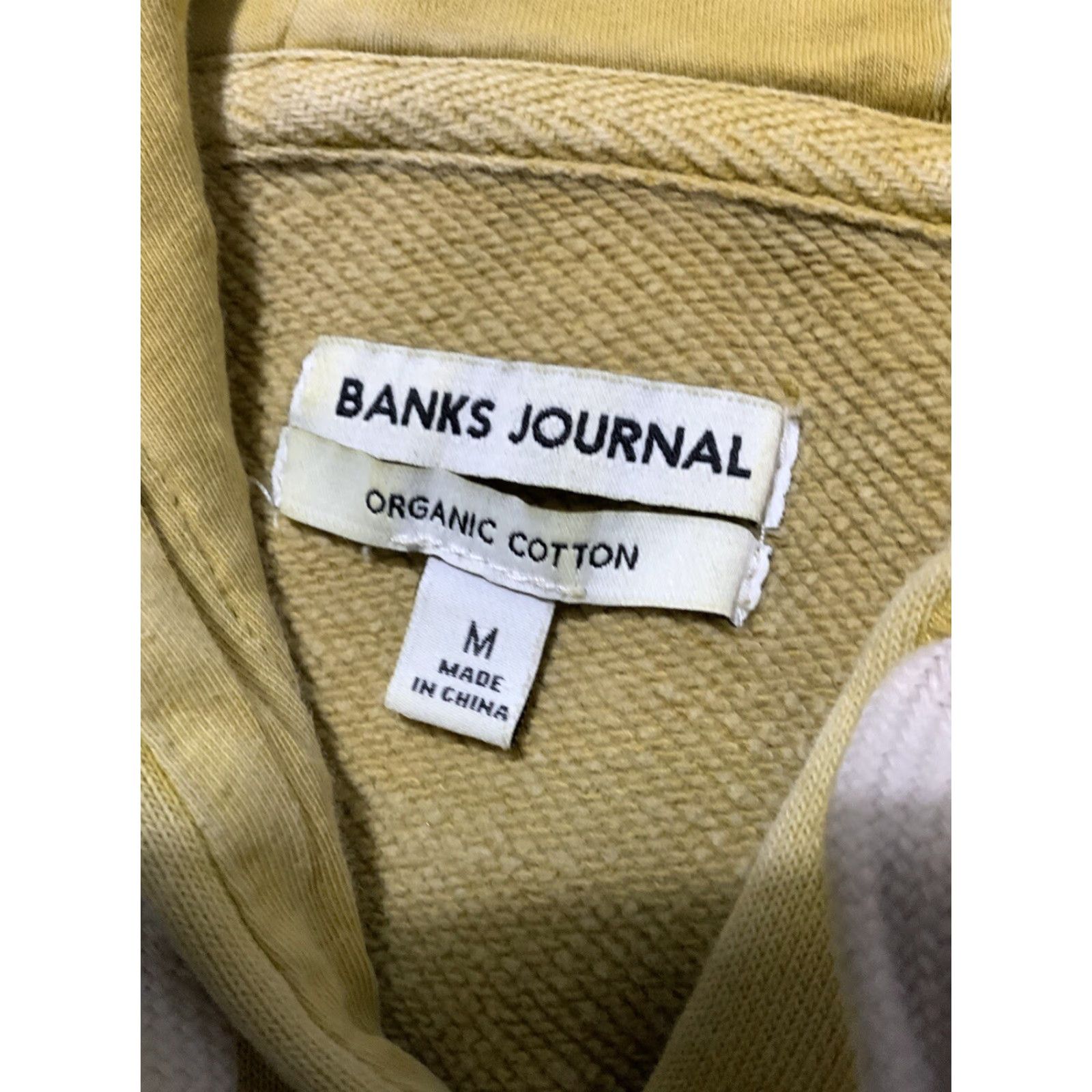 Banks Journal Banks Journal The Label Organic Cotton Terry Embroidered Pullover Hoodie M Mens Yellow Hoodie Size US M / EU 48-50 / 2 - 7 Thumbnail