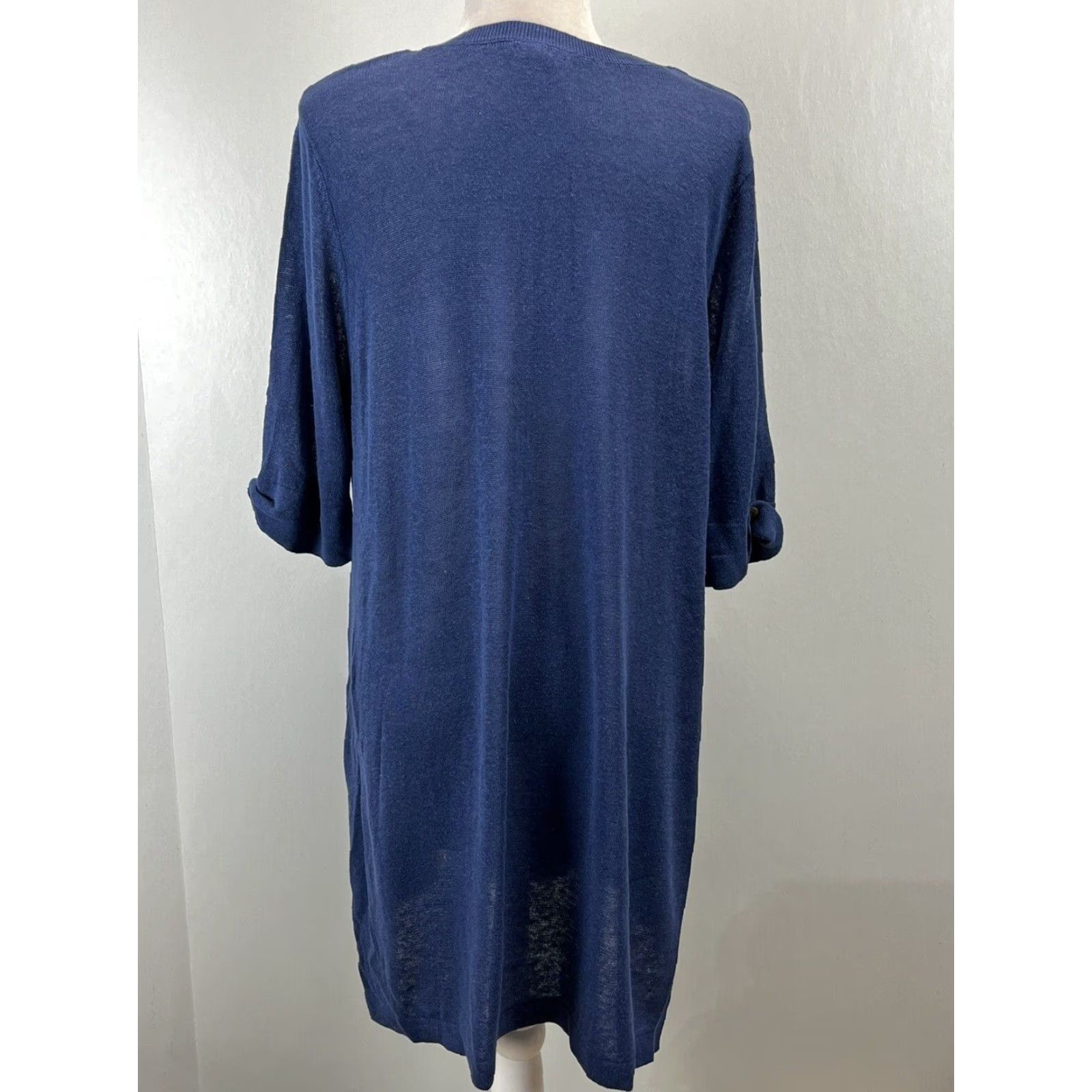 J. Jill J. Jill Linen Sweater Dress Women's Large Blue Lightweight Knee Length Size L / US 10 / IT 46 - 3 Thumbnail