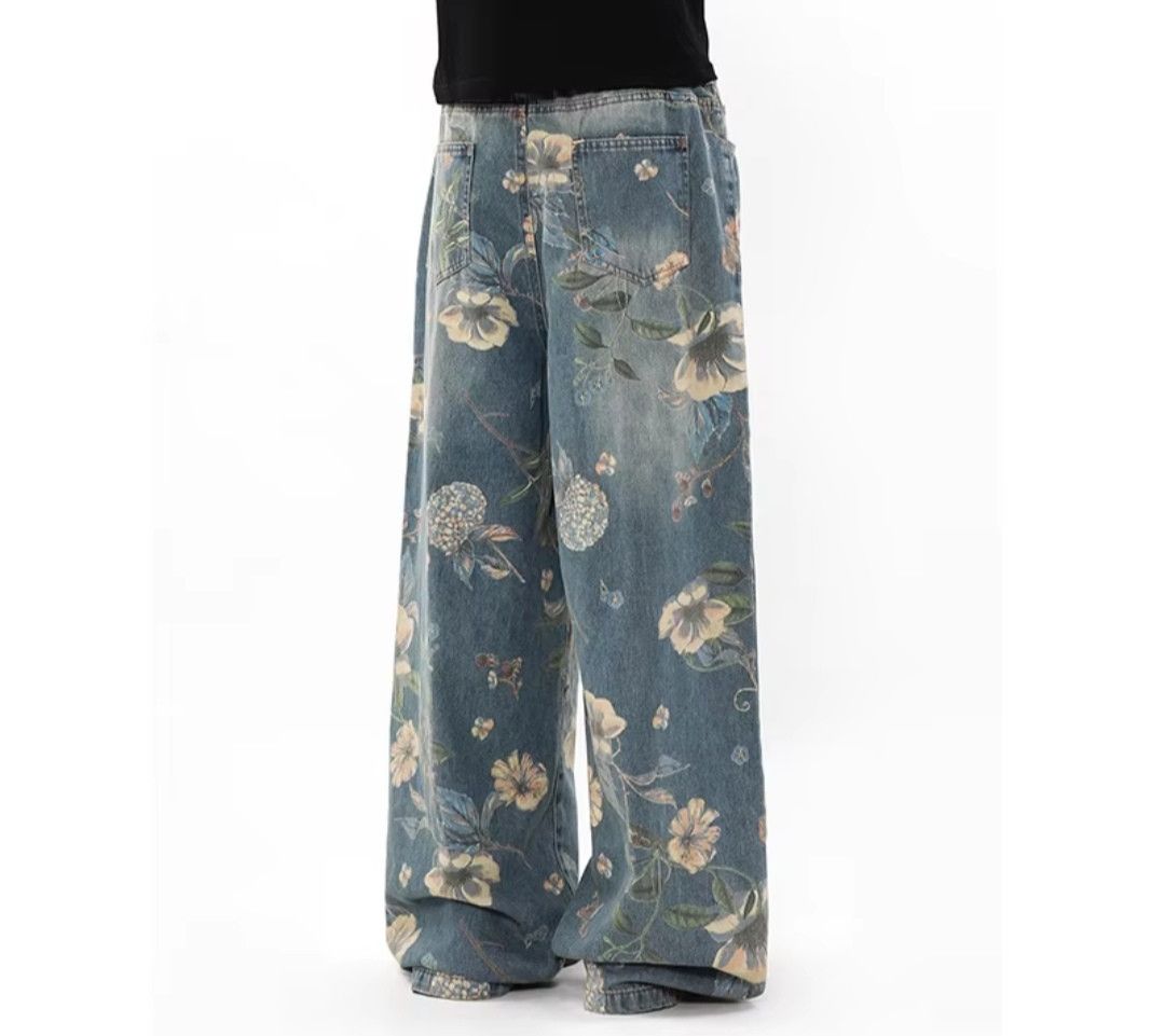 Japanese Brand × Vintage Bloom Flora Printed Baggy jeans Size US 33 - 2 Thumbnail