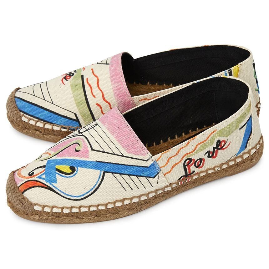 Saint Laurent Paris o1bcso1str1124 Cassandre Embroidered Espadrilles in Ivory Size US 6 / IT 36 - 3 Thumbnail