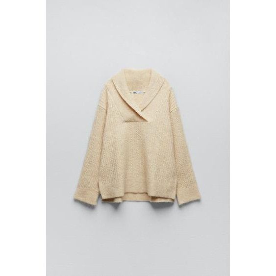 Zara Zara Beige Ribbed Cable Knit Sweater Size S / US 4 / IT 40 - 5 Thumbnail