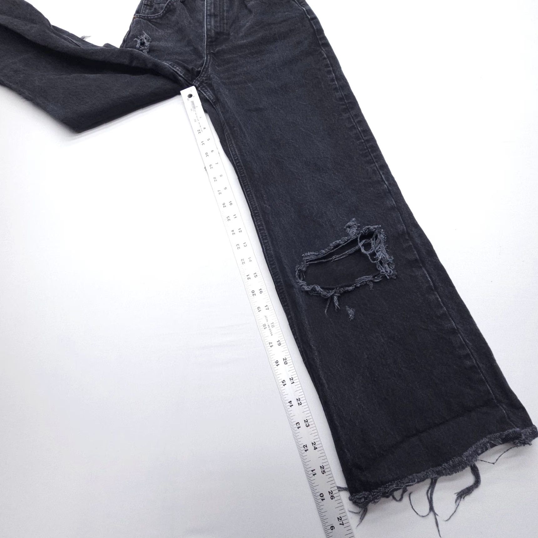 Zara Zara Jeans Womens 2 Black Distressed High Rise 5-Pocket Grunge American Size 26" / US 2 / IT 38 - 5 Thumbnail