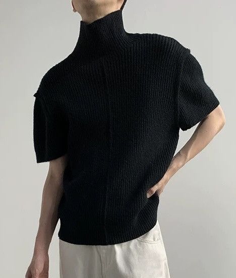 Japanese Brand × Vintage Cleanfit retro high neck ribbed short sleeve knit shirt Size US M / EU 48-50 / 2 - 3 Thumbnail