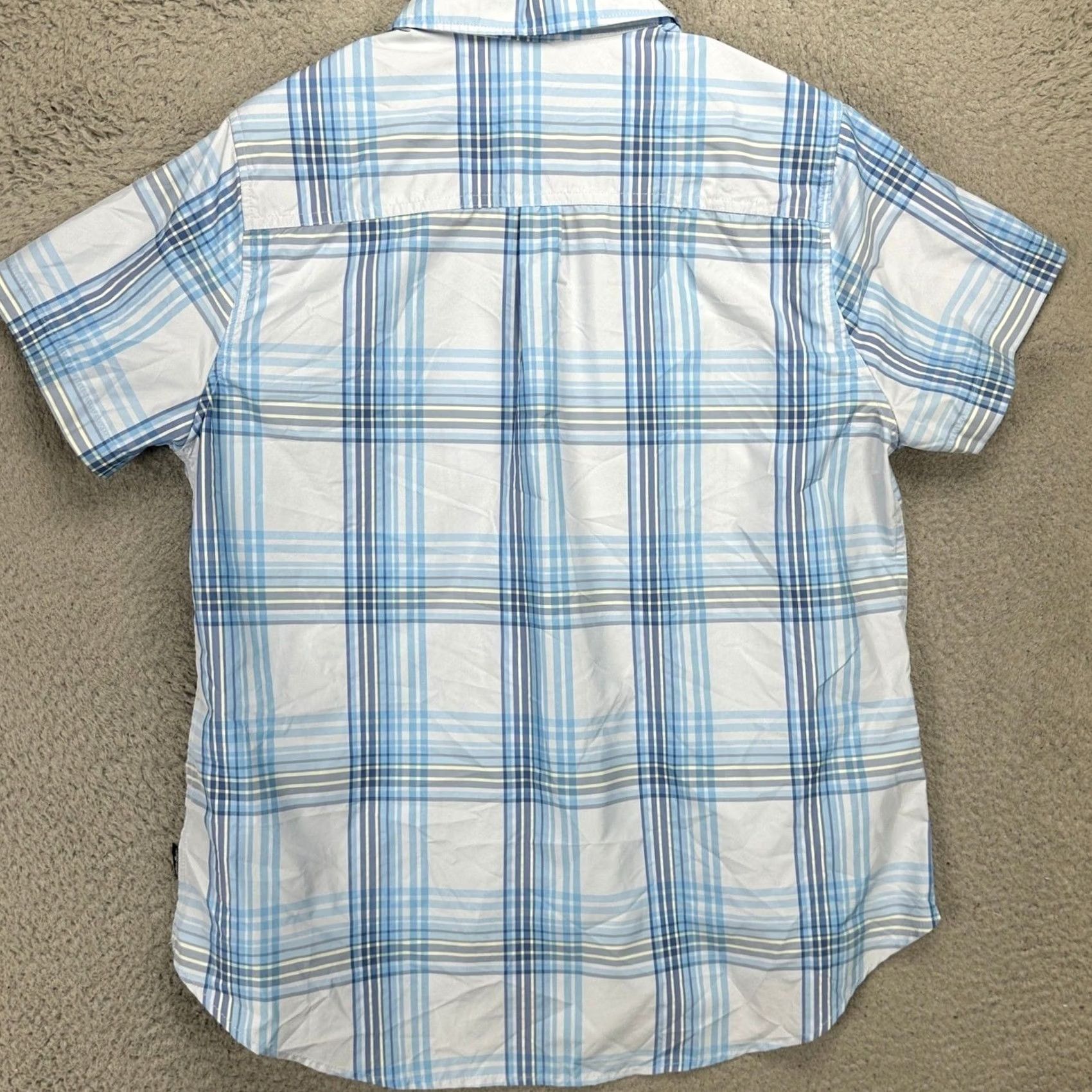 Eddie Bauer VINTAGE? No. Eddie Bauer Womens Hiking Shirt Blue Plaid Nylon Blend Flap Pocket Outdoor Button-Up Short Sleeve Large Size L / US 10 / IT 46 - 3 Thumbnail