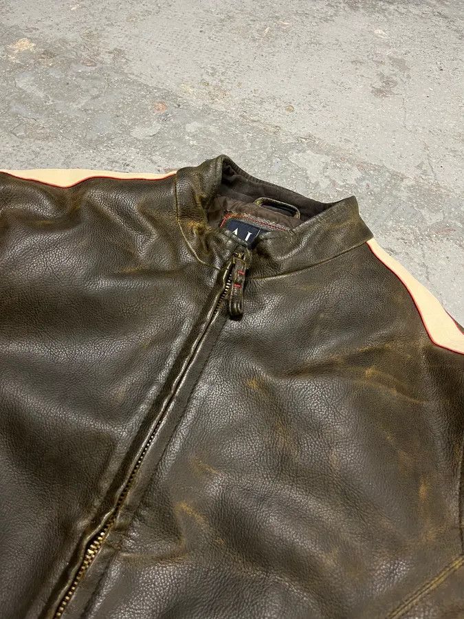Armani 2000s Armani Brown Faded Leather Biker Jacket Size US M / EU 48-50 / 2 - 5 Thumbnail
