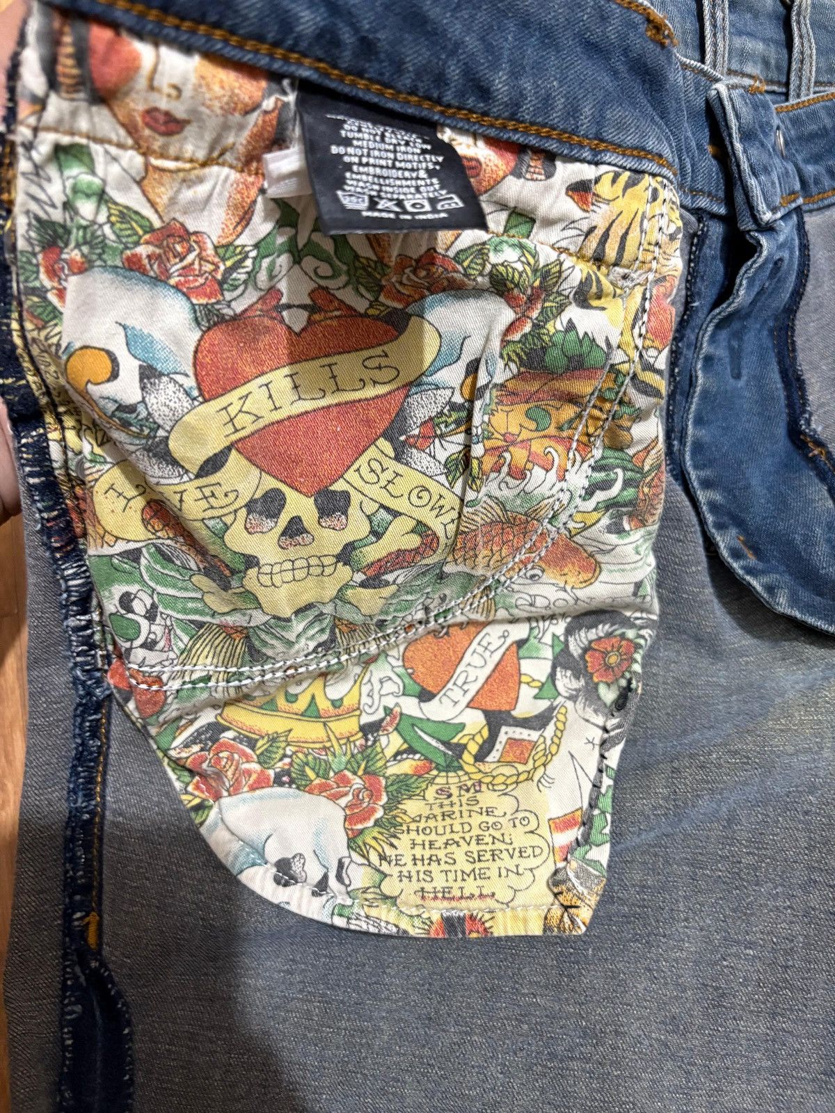 Ed Hardy Ed Hardy Dagger Vintage Jeans (Slim Fit) Size US 34 / EU 50 - 11 Thumbnail