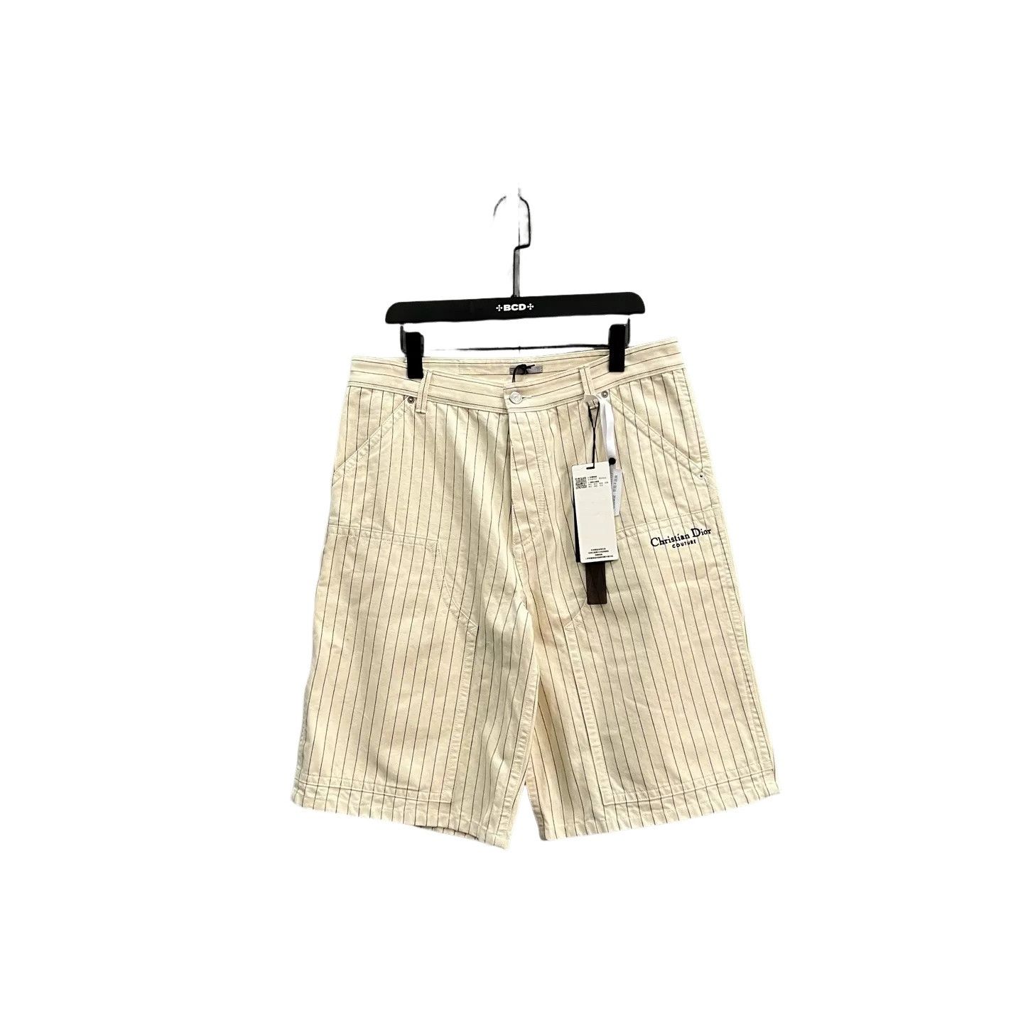 Dior Dior Striped Embroidered Logo Shorts Size 33 Size US 33 - 1 Thumbnail