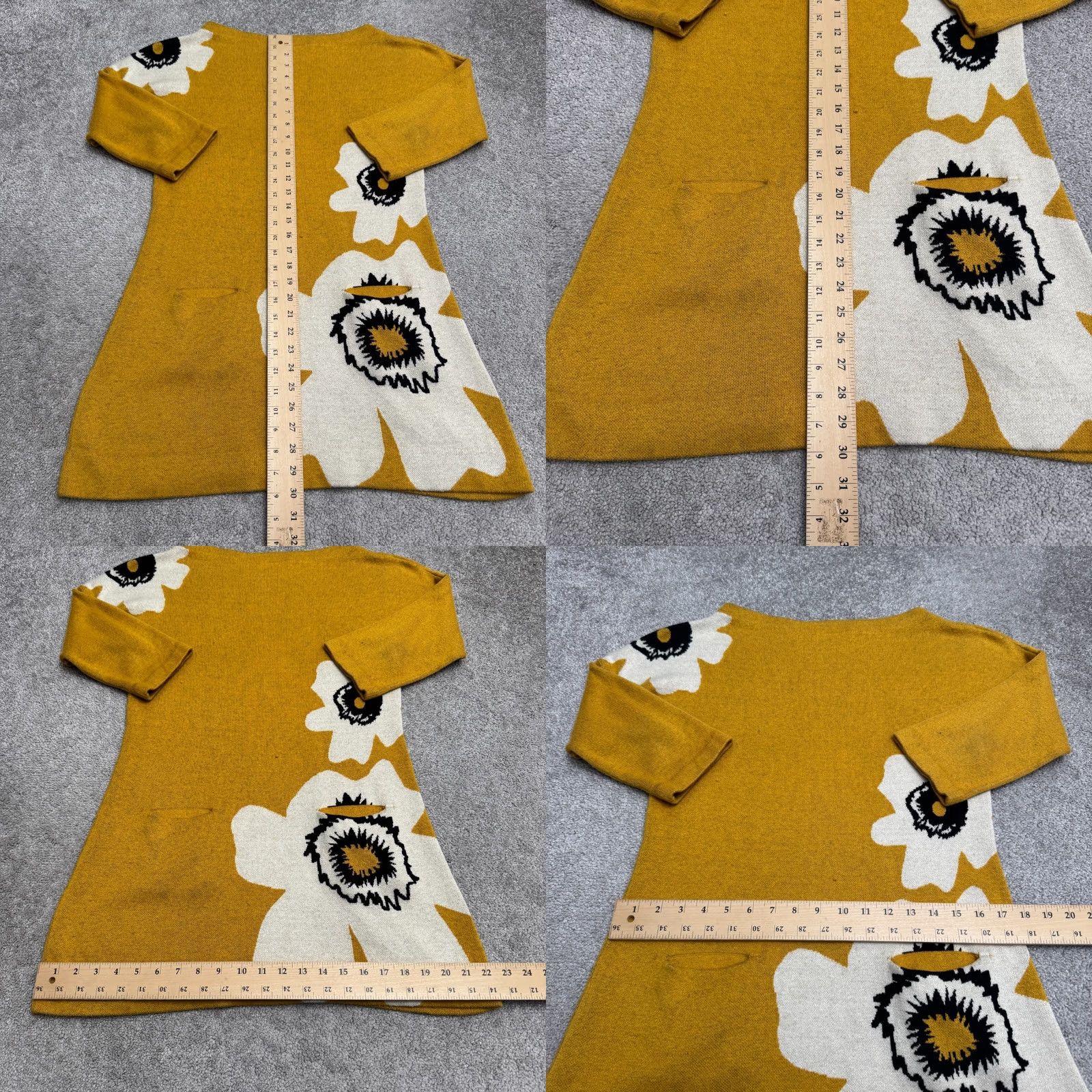 Anthropologie Anthropologie Field Flower Poppy Sweater Dress Womens M Yellow Silk Cotton Knit Dolman Sleeve Long Floral Vintage No Size M / US 6-8 / IT 42-44 - 8 Thumbnail