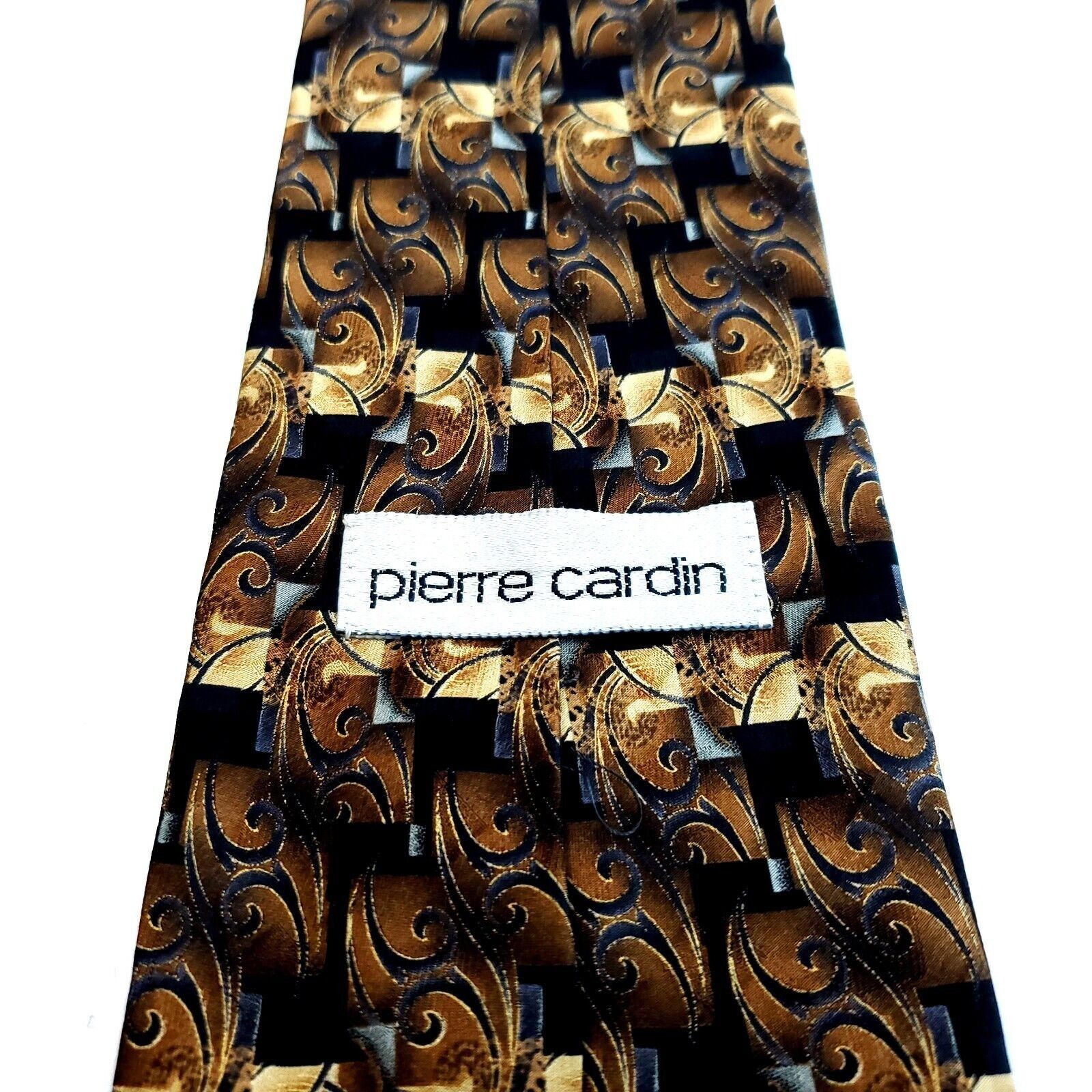 Pierre Cardin Pierre Cardin Black Brown Tan Abstract Geometric Print Wide Size ONE SIZE - 3 Thumbnail