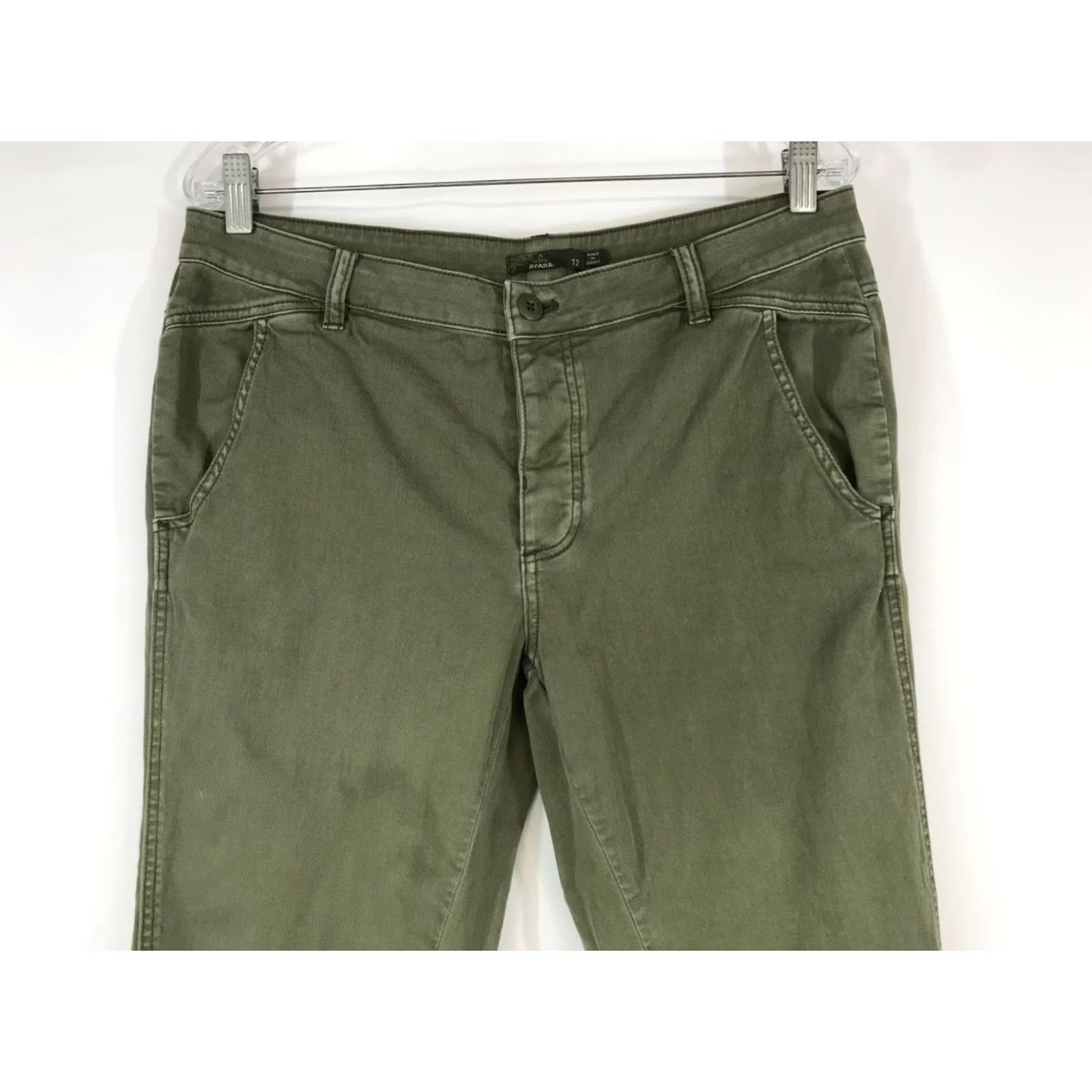 Prana PRANA WOMEN'S 12 GREEN COTTON BLEND JEANS Straight Pants Size 34" / US 12 / IT 48 - 2 Thumbnail