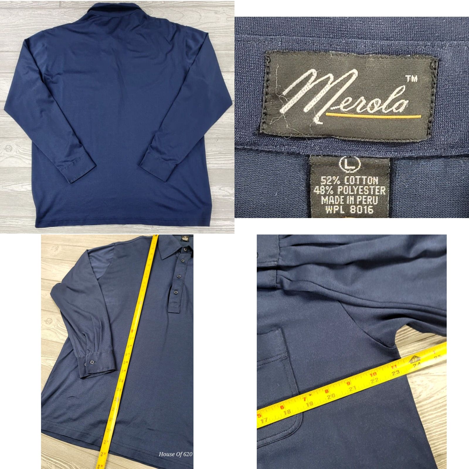 Vintage Merola Polo Shirt Mens Long Sleeve Blue Pocket Vintage Sz L Shirt Size US L / EU 52-54 / 3 - 8 Thumbnail