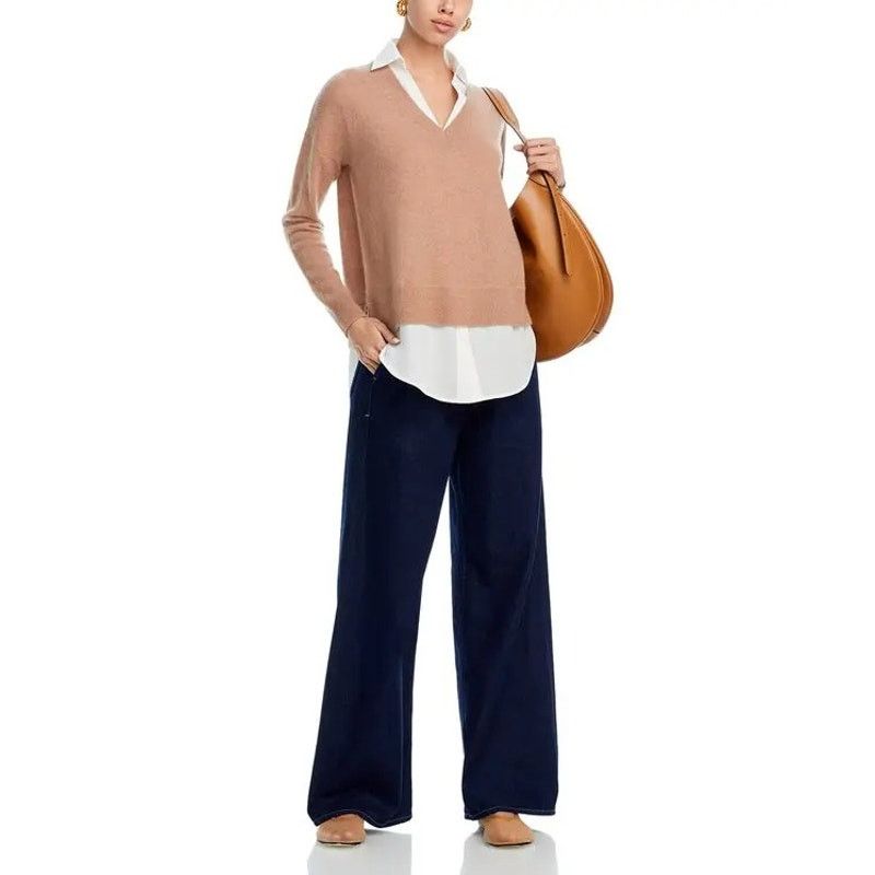 Bloomingdale's C by Bloomingdale's Women Cashmere Layered Sweater Size S Size S / US 4 / IT 40 - 2 Thumbnail