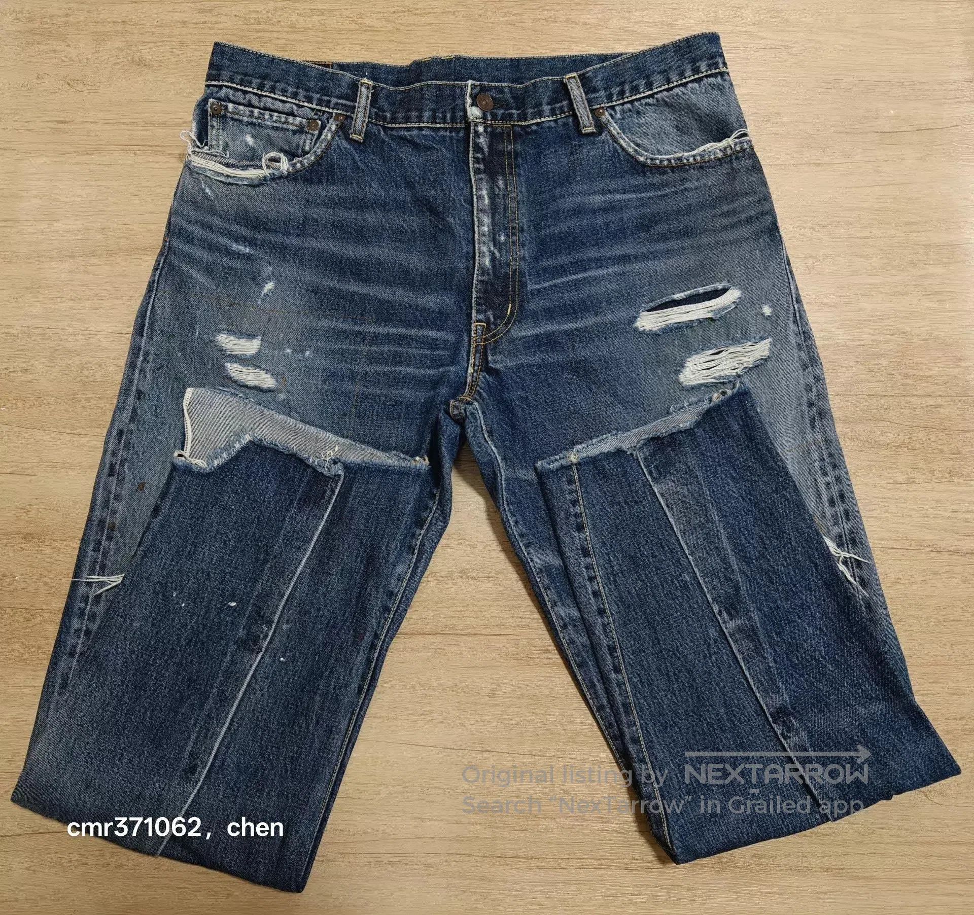 Visvim Blue Distressed Denim Jeans with Patch Details. Size US 36 / EU 52 - 5 Thumbnail