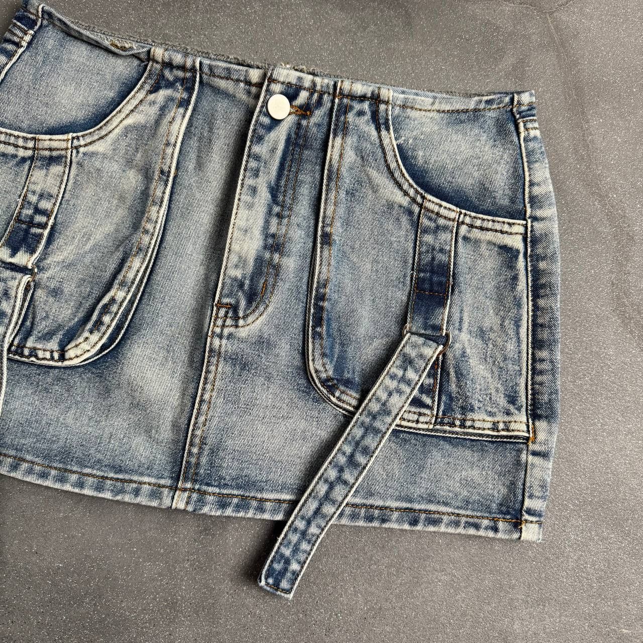 Japanese Brand Y2K Super Sexy Bondage Details Washed Denim Mini Skirt Size 28" / US 6 / IT 42 - 3 Thumbnail
