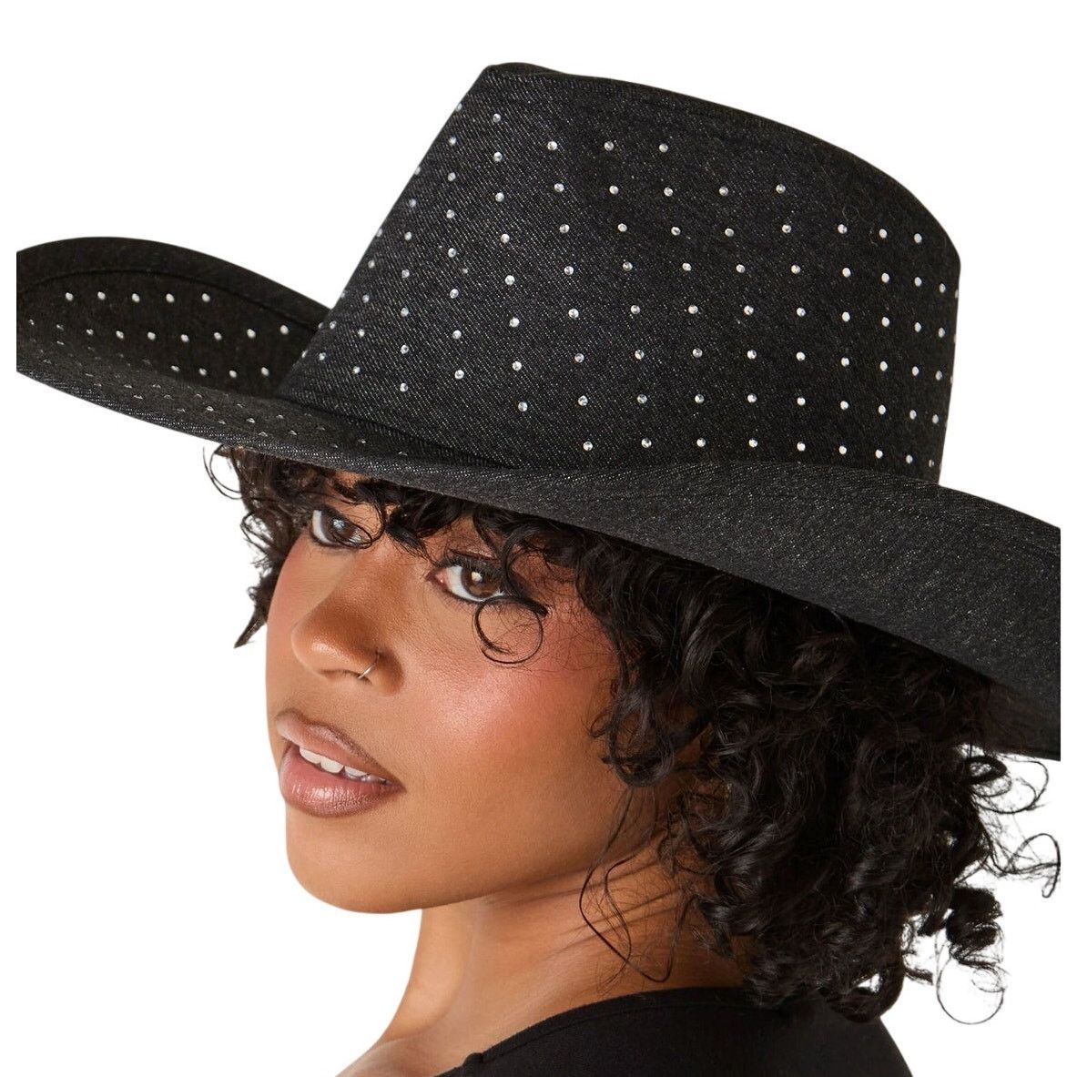 Other NEW | Denim Cowboy Hat With Crystal Embellishments Size ONE SIZE - 2 Thumbnail