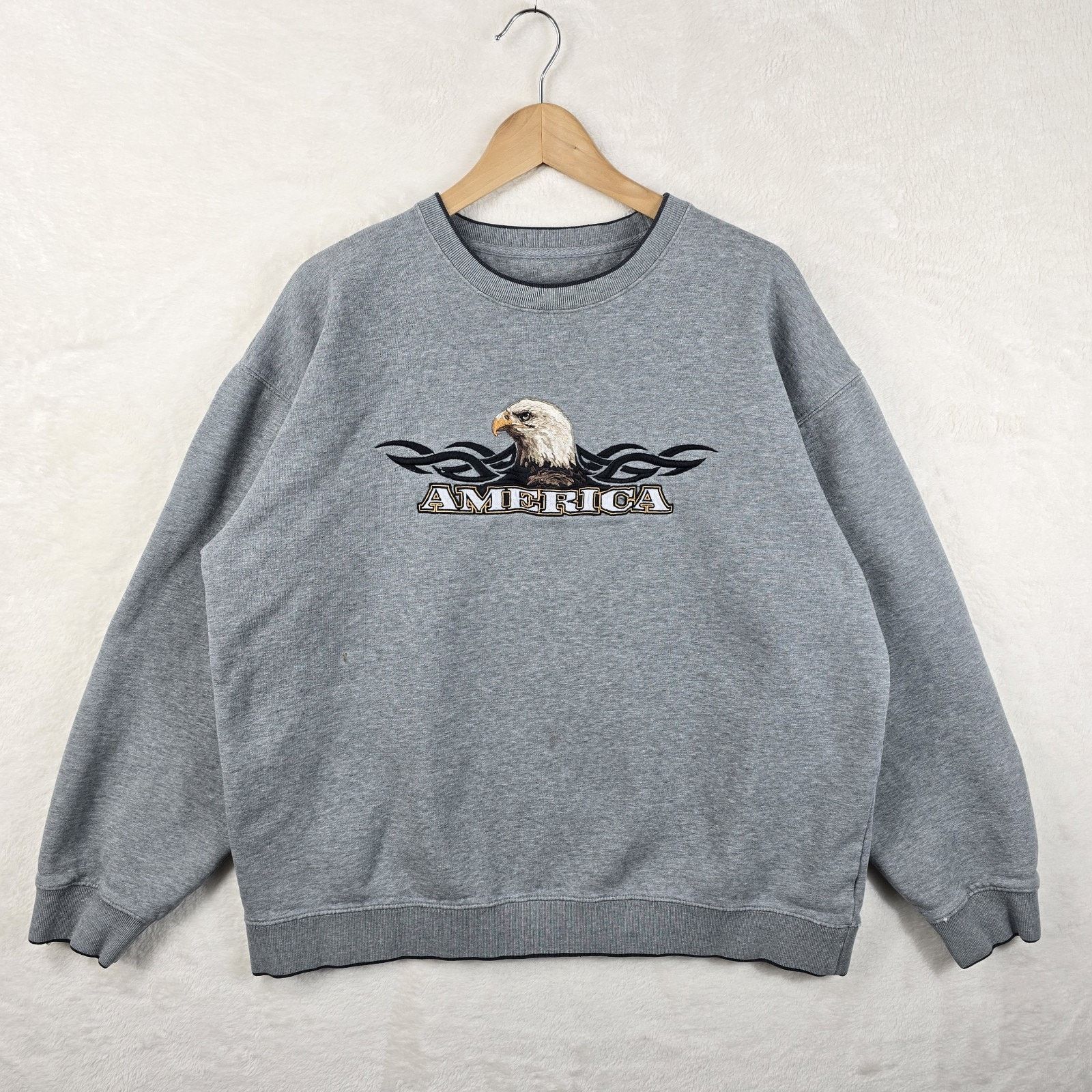 Croft & Barrow Croft & Barrow America Gray Sweatshirt Large Tribal Eagle Size US L / EU 52-54 / 3 - 2 Thumbnail