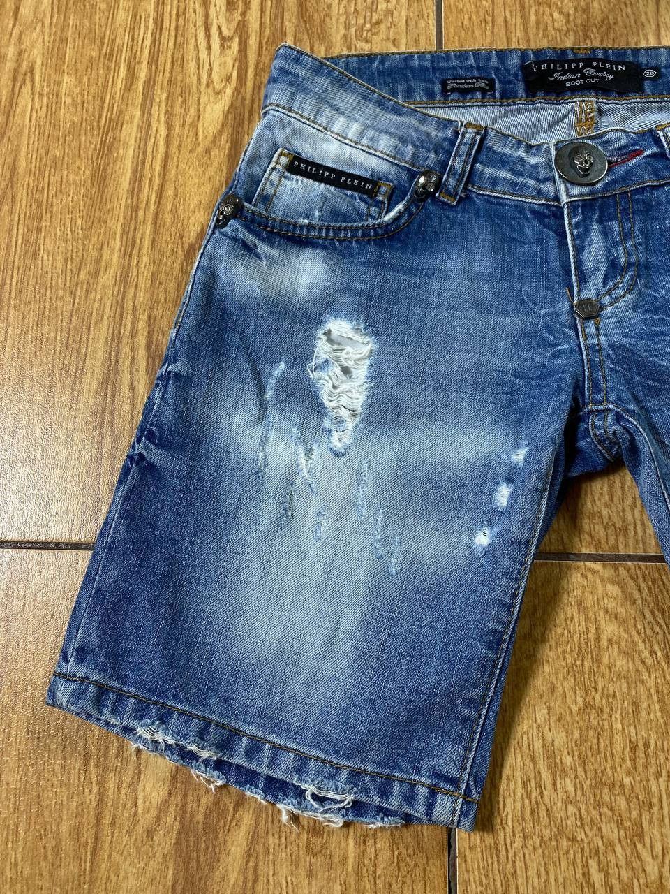 Philipp Plein Philipp Plein Skull Logo Denim Shorts Size US 26 / EU 42 - 2 Thumbnail