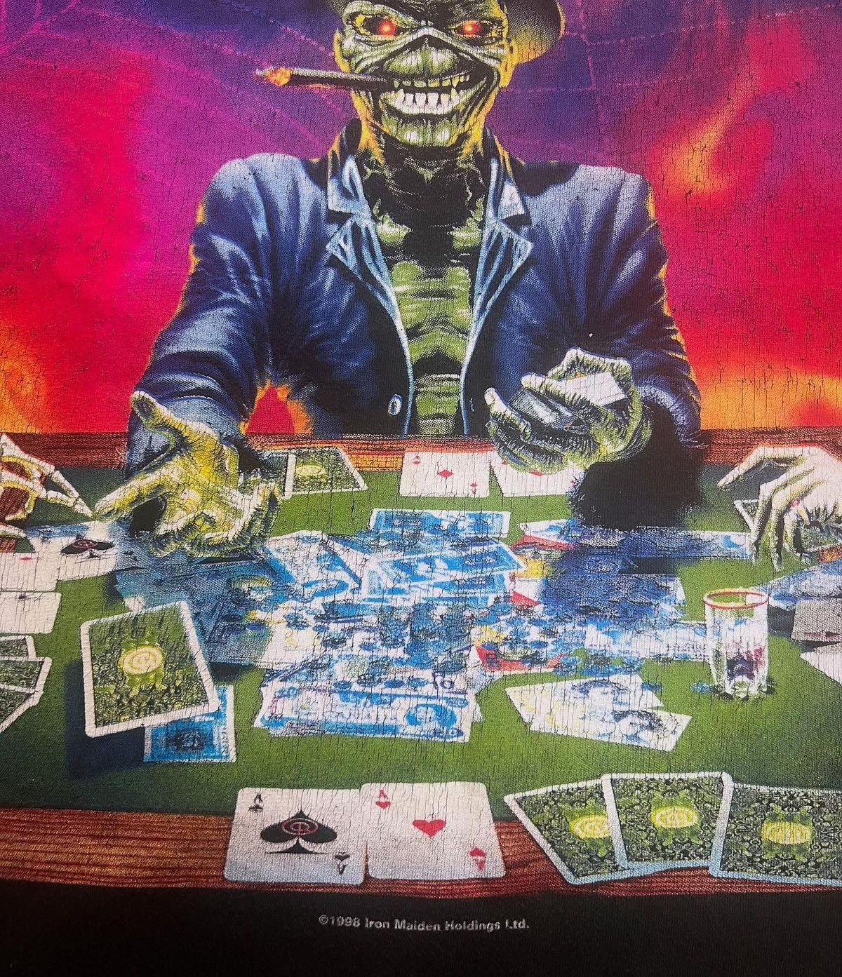 Band Tees Vintage 1998 Iron Maiden XI Virtual World Tour Poker Tshirt Size US L / EU 52-54 / 3 - 3 Thumbnail