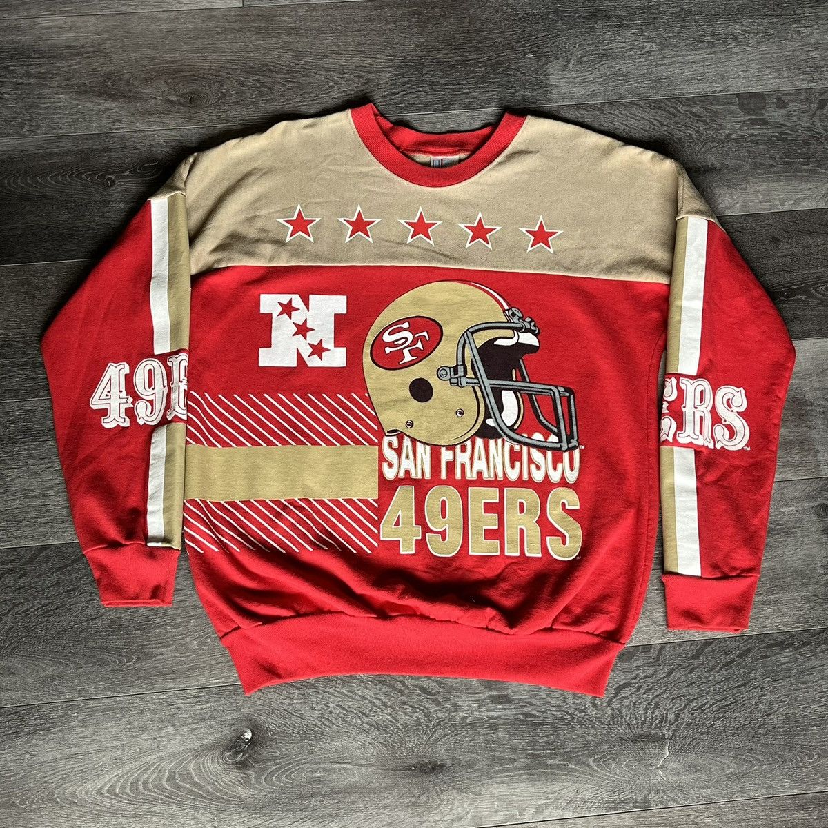 NFL Vintage 1980s NFL Garan San Francisco 49ers Helmet Crewneck Size US L / EU 52-54 / 3 - 1 Thumbnail