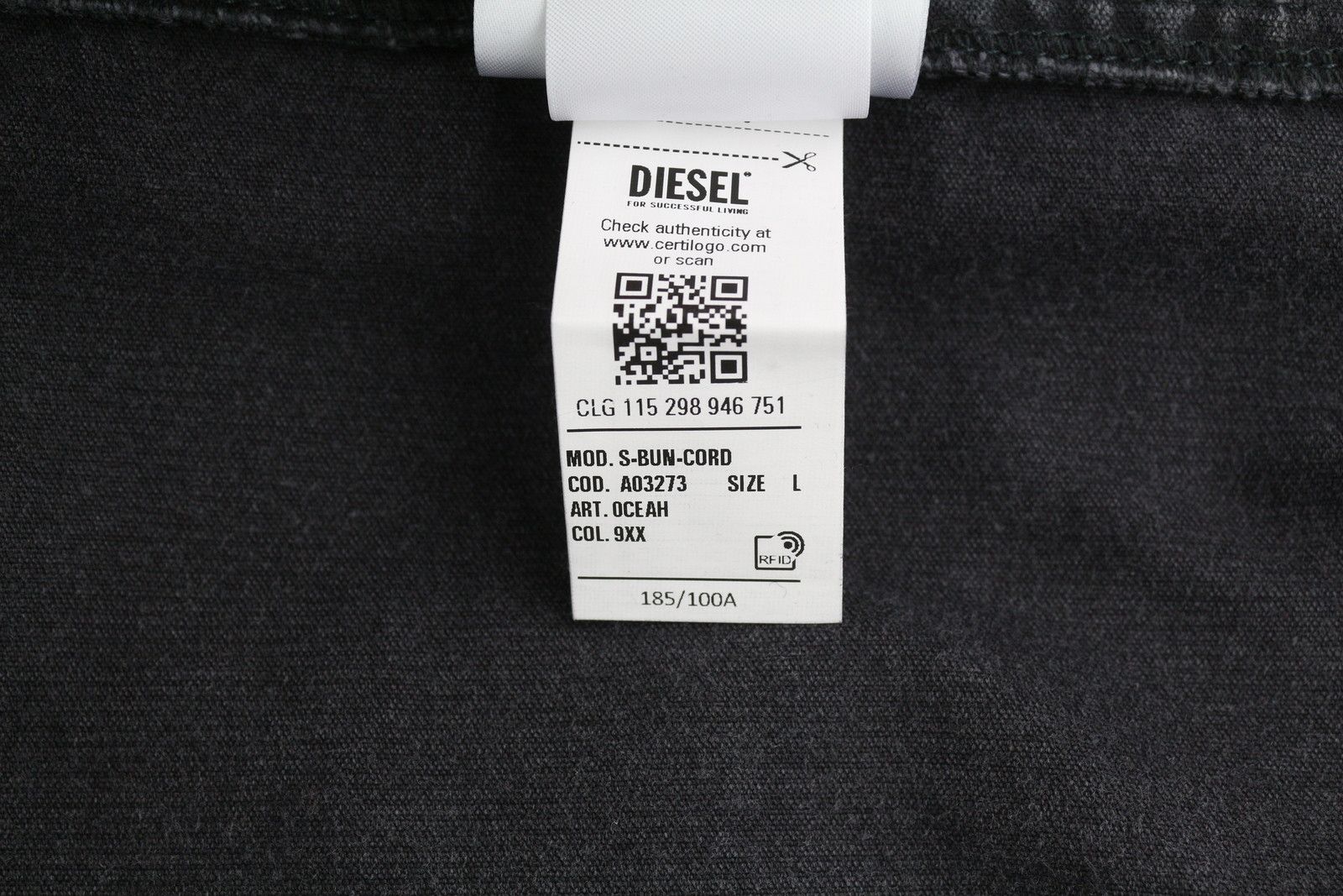 Diesel S-BUN-CORD L Washed Black Corduroy Snap Shirt 41004 Size US L / EU 52-54 / 3 - 10 Thumbnail