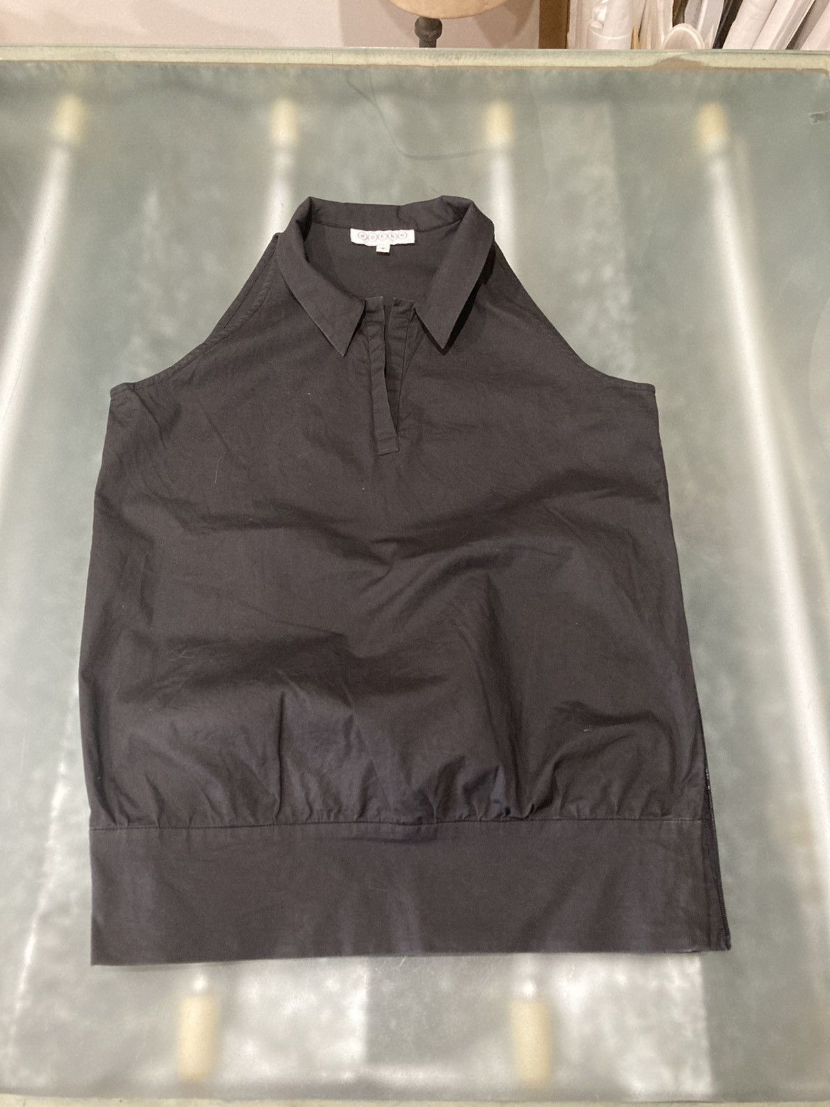 Japanese Brand 2000s Runway Black Sleeveless Collar Top Y2K Size S / US 4 / IT 40 - 9 Thumbnail