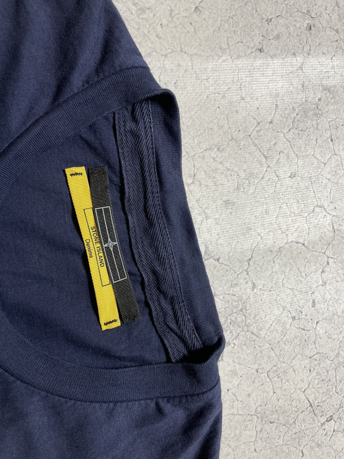 Stone Island Vintage Stone Island Denim Big Logo Warning T-Shirt Size US L / EU 52-54 / 3 - 8 Thumbnail