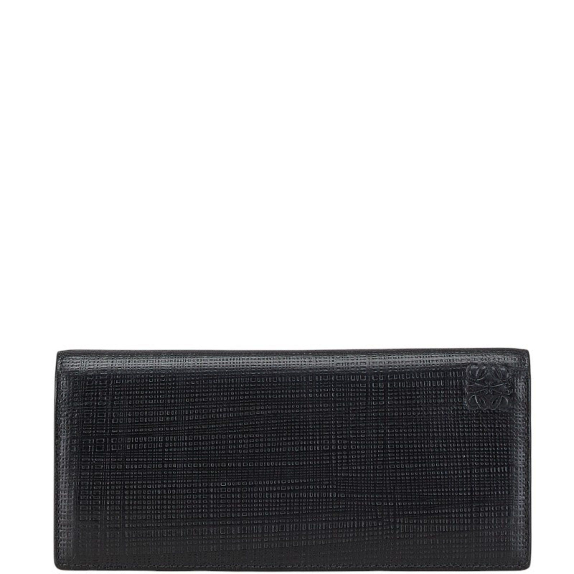 Loewe LOEWE Anagram Linen Bi-fold Wallet Black Leather Men's Size ONE SIZE - 1 Thumbnail