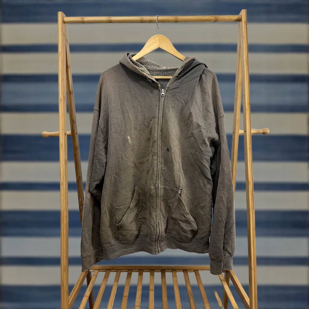 Fruit Of The Loom VTG Gradient Sun Faded Worn WIP Thrashed Distressed Grunge Zip Hoodie 2XL Men Gray Full Zip WIP Workwear Thrash Mens Hoodie Size US XXL / EU 58 / 5 - 1 Thumbnail