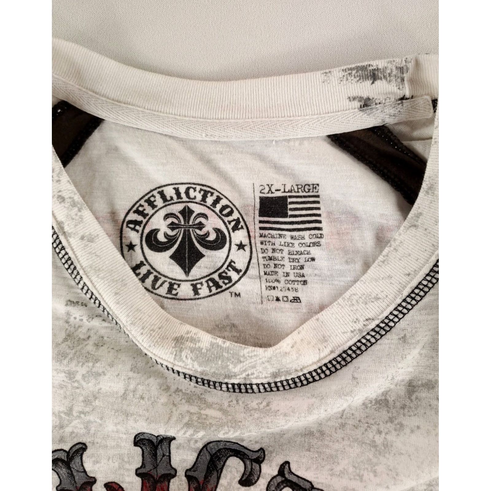Affliction VINTAGE Affliction Long Sleeve Shirt Live Fast Angel Wings Made USA White Mens 2XL Size US XXL / EU 58 / 5 - 3 Thumbnail