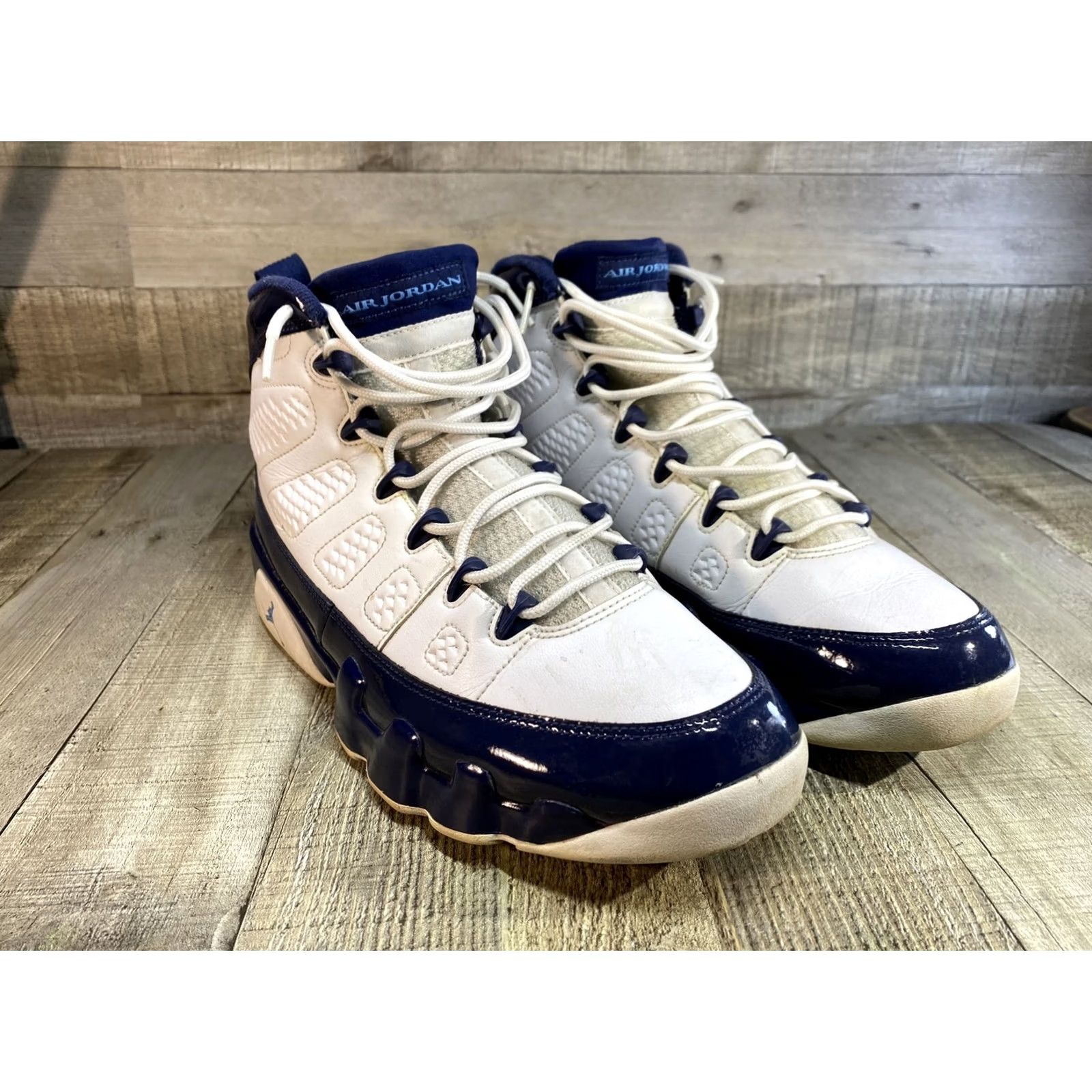 Jordan Brand Air Jordan 9 Retro UNC Pearl Blue 302370-145 Men’s Sz 10 Nike Jordan Sneaker Navy Leather High Top Retro University 2019 Mens Shoes Size US 9 / EU 42 - 2 Thumbnail