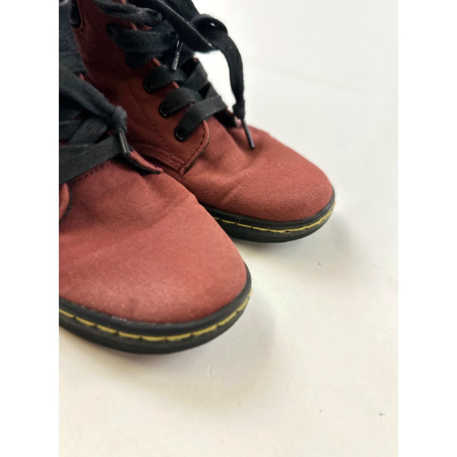 Dr. Martens Dr. Martens Shoreditch Boots Womens US 6 Red Black Canvas Lace Up Air Wear High Cow? Size US 6 / IT 36 - 2 Thumbnail