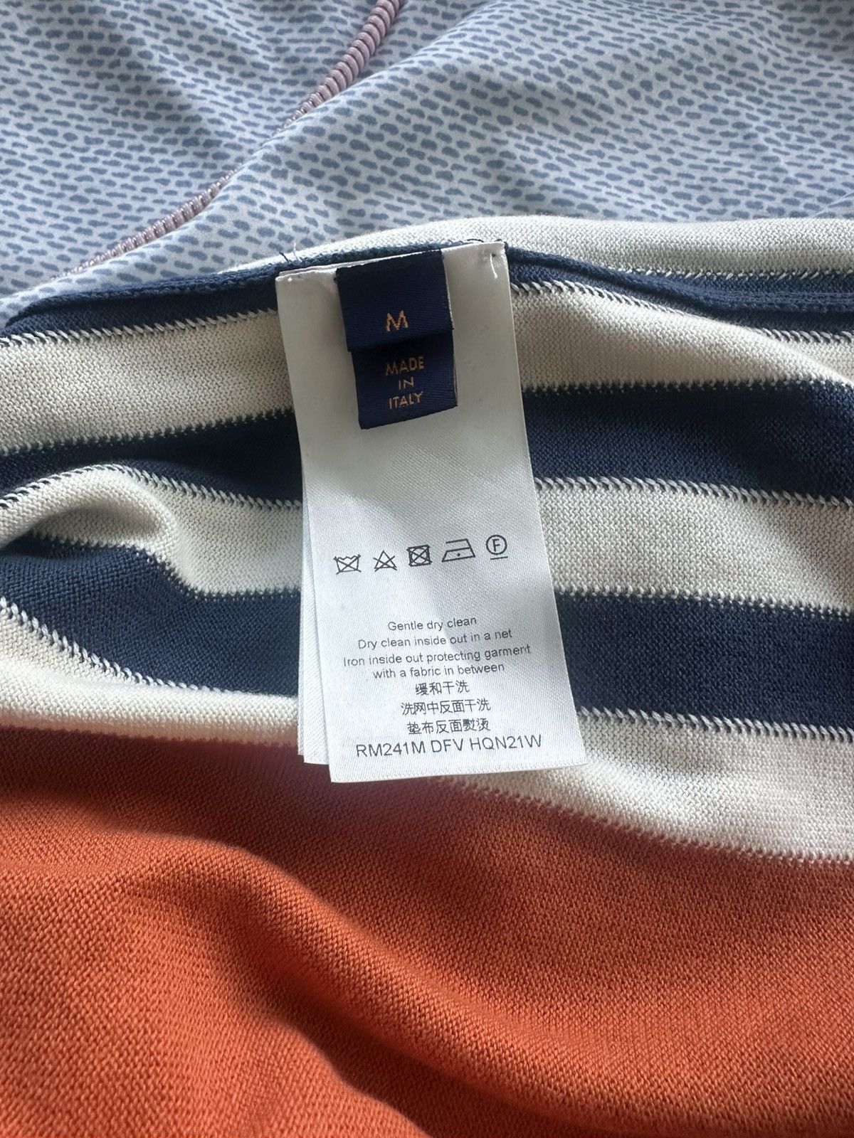 Louis Vuitton logo-print striped knit top in orange and navy