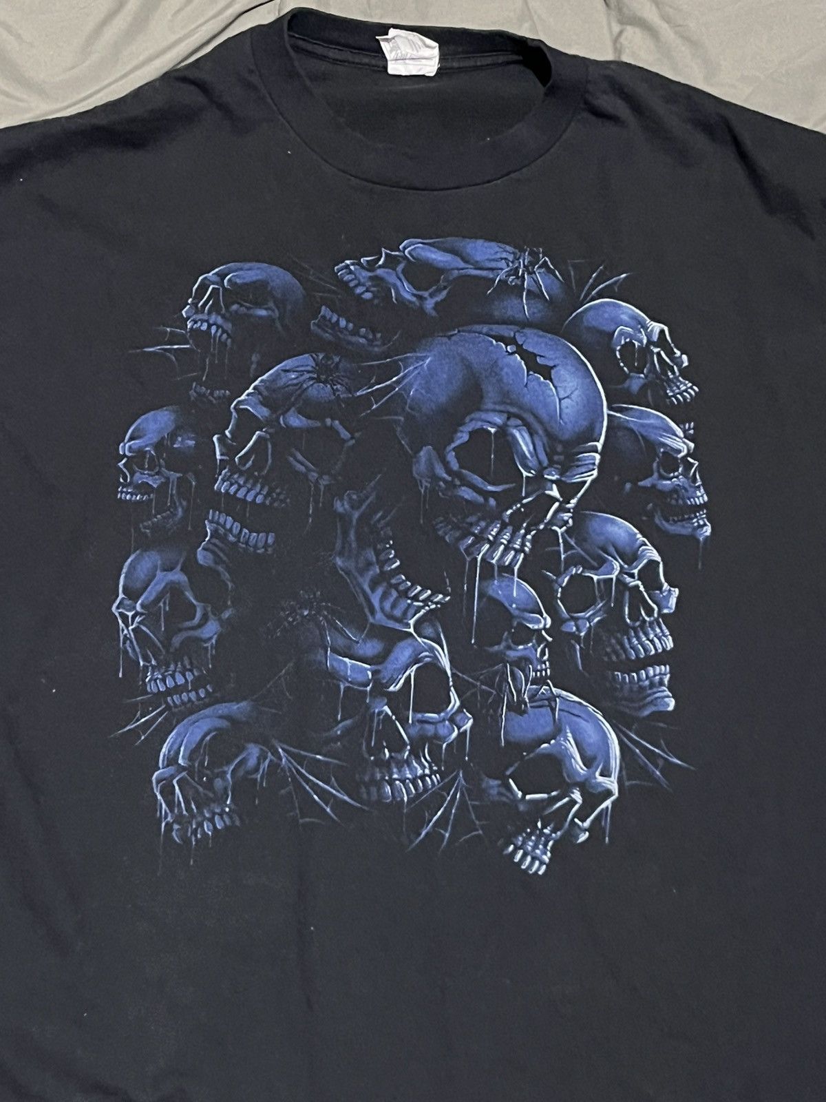 Other Vintage Y2k Blue Skull Tee Size US XL / EU 56 / 4 - 2 Thumbnail
