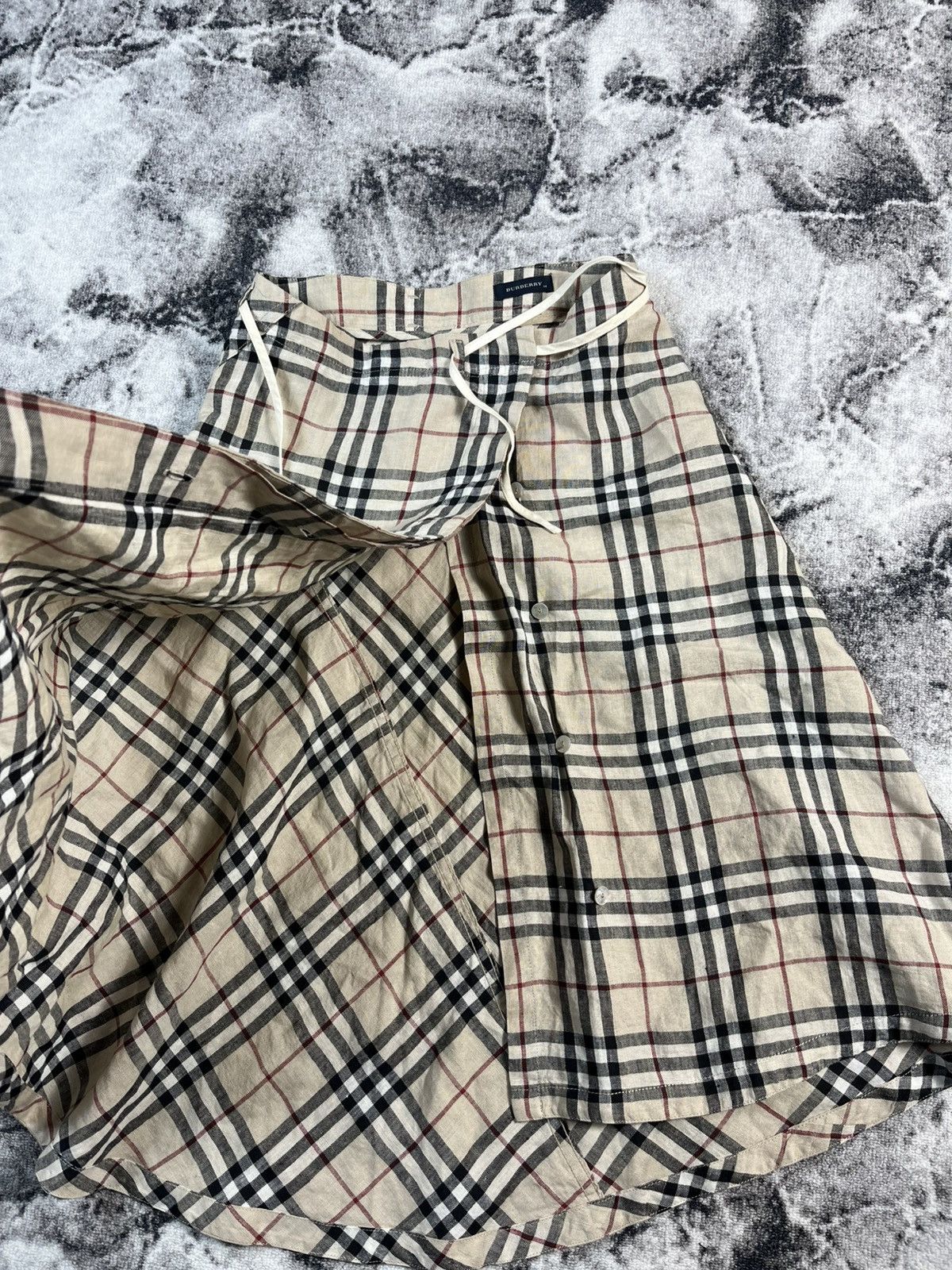 Burberry Burberry Nova Check Skirt Linen Beige Women XS (fits XS–S) Size 29" - 13 Thumbnail