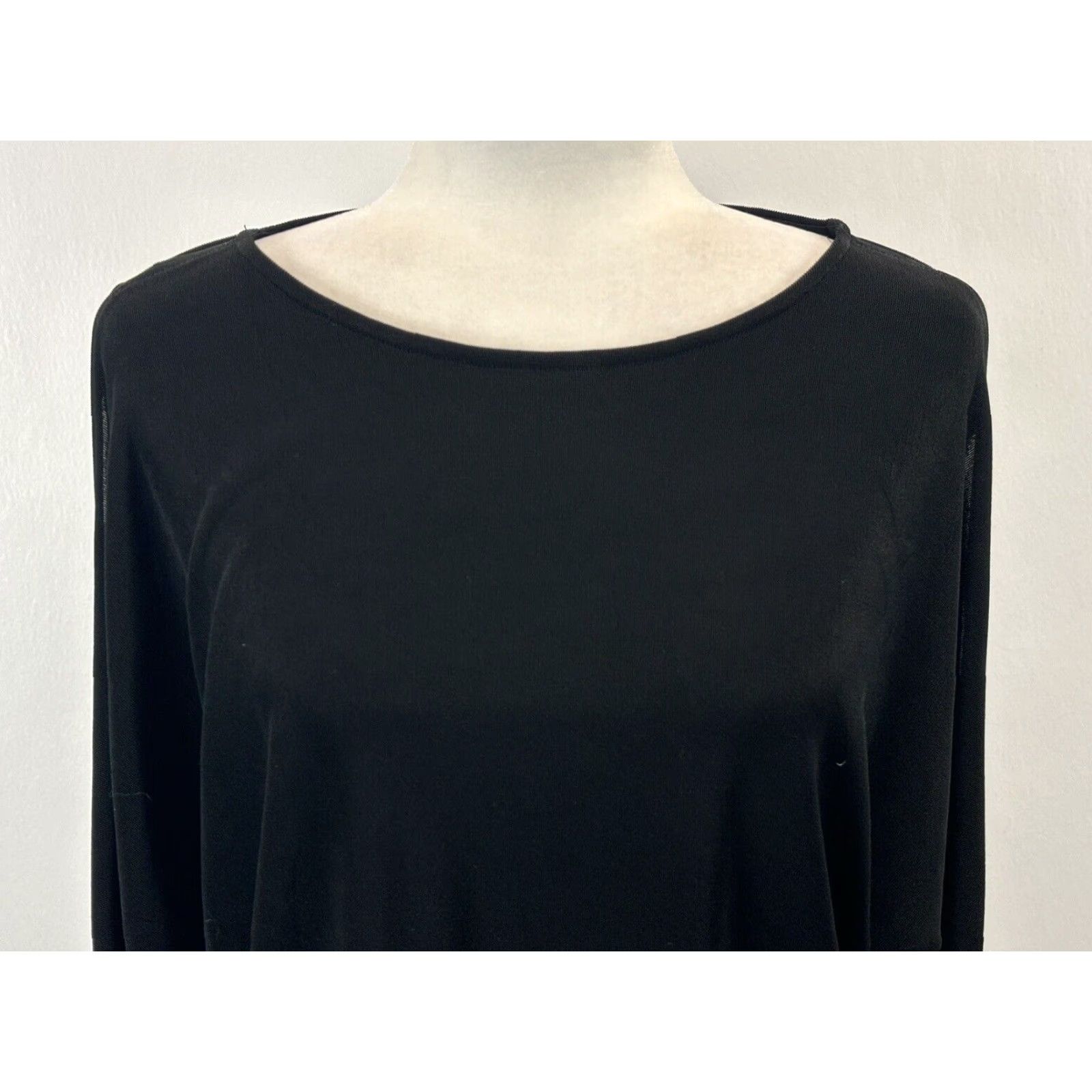 Vintage VINTAGE Chicos Travelers Slinky Black 3/4 Sleeve Split Ruched Shirt Top Womens Medium Size M / US 6-8 / IT 42-44 - 5 Thumbnail