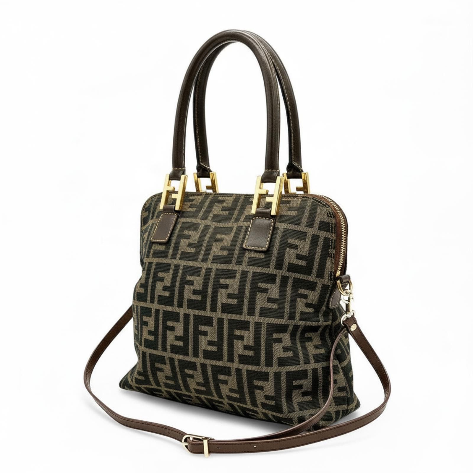 Fendi - Monogram Canvas Handbag Leather Handles