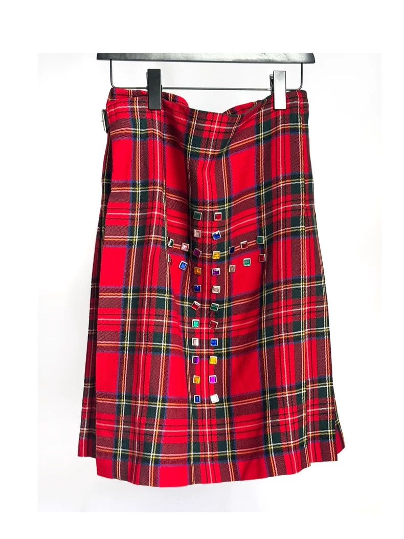 Comme des Garcons Comme Des Garcons size 均码 Jewel studded plaid pleated wrap Size 24" / US 00 / IT 34 - 6 Thumbnail