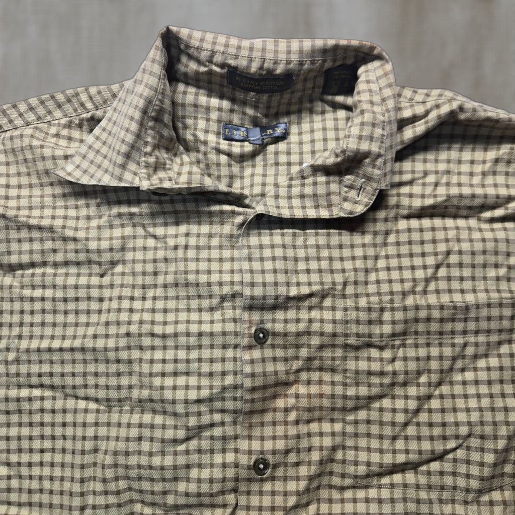 Vintage Library Check Button-Up Shirt Adult L Brown Cotton Long Sleeve Men's Large Size US L / EU 52-54 / 3 - 1 Thumbnail