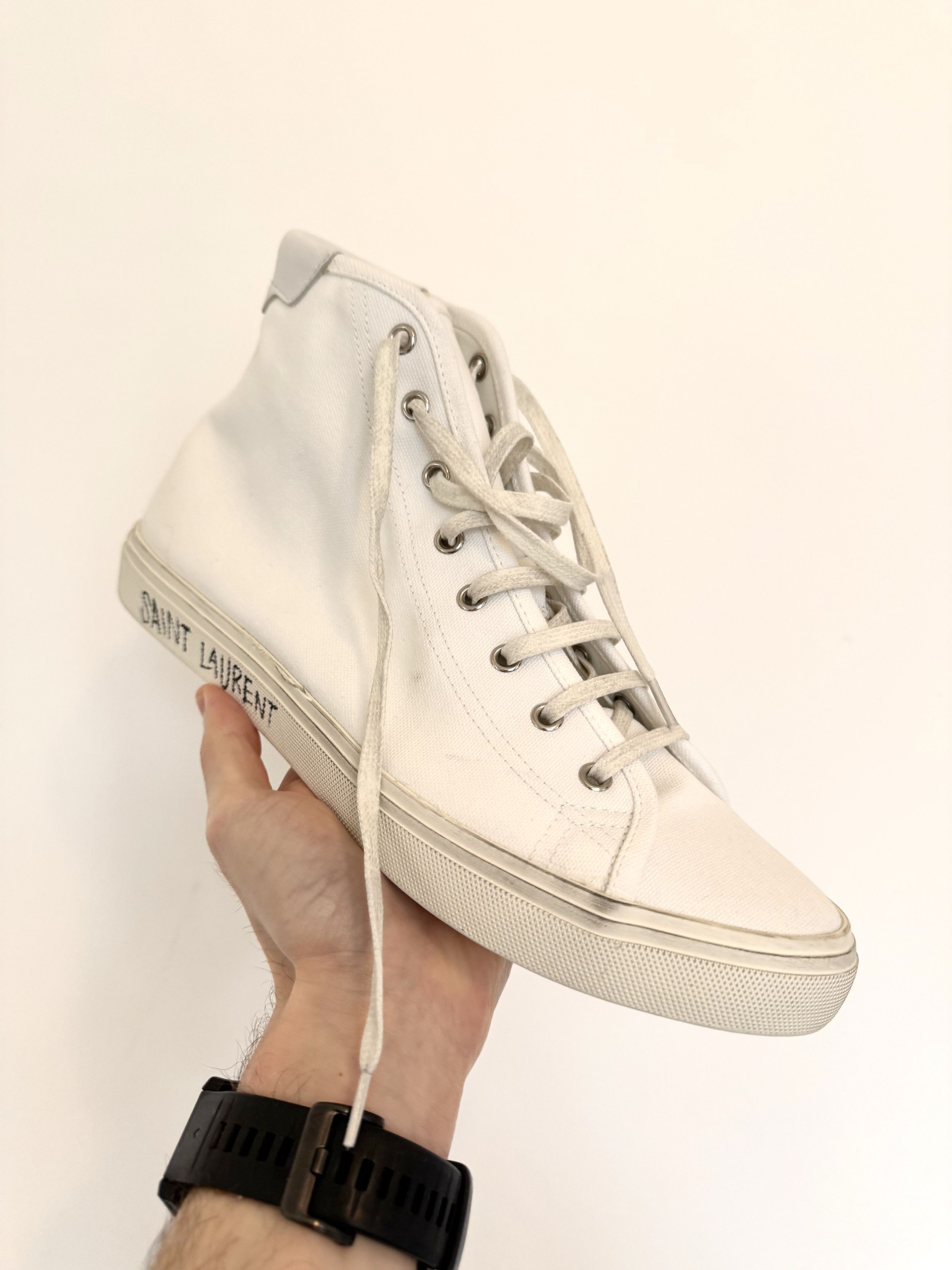 Saint Laurent Paris Saint Laurent Mid-Top Malibu Sneakers in Smooth Leather Size US 12 / EU 45 - 2 Thumbnail