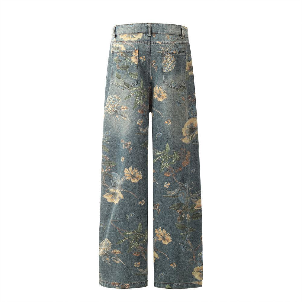 Japanese Brand × Jean American retro floral print loose wide-leg jeans Size US 32 / EU 48 - 3 Thumbnail