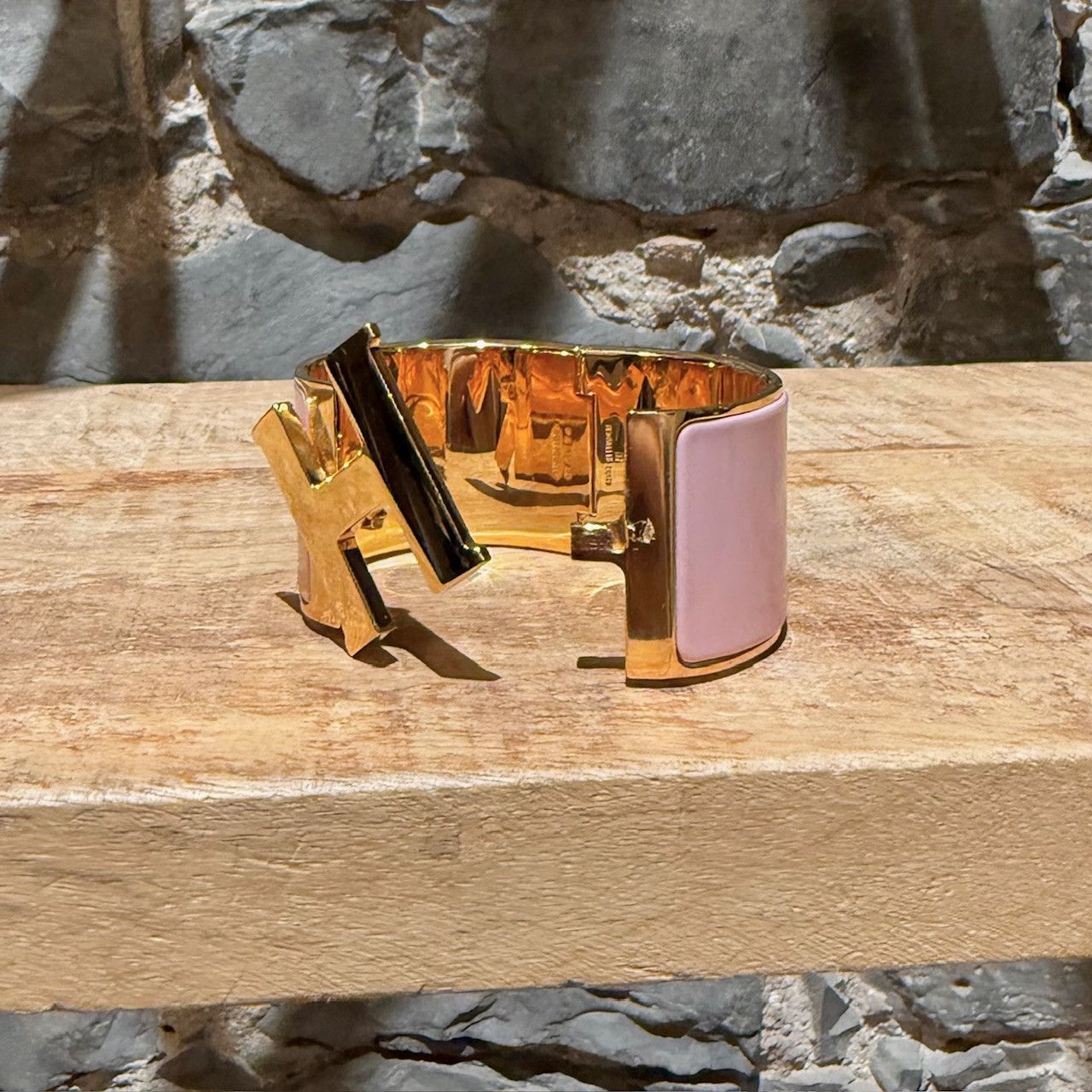 Hermes Hermès Pink Enamel Extra Wide Clic Clac Gold Plated Bracelet Size ONE SIZE - 8 Thumbnail