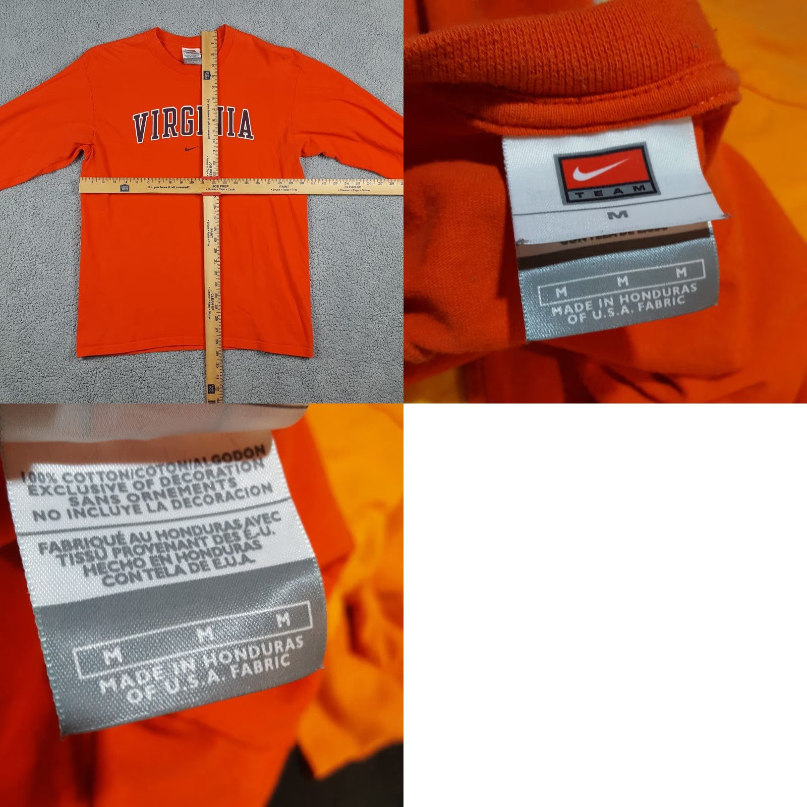 Nike VINTAGE Nike College T-Shirt Men Medium Orange 90s Retro University Football Basketball Size US M / EU 48-50 / 2 - 8 Thumbnail
