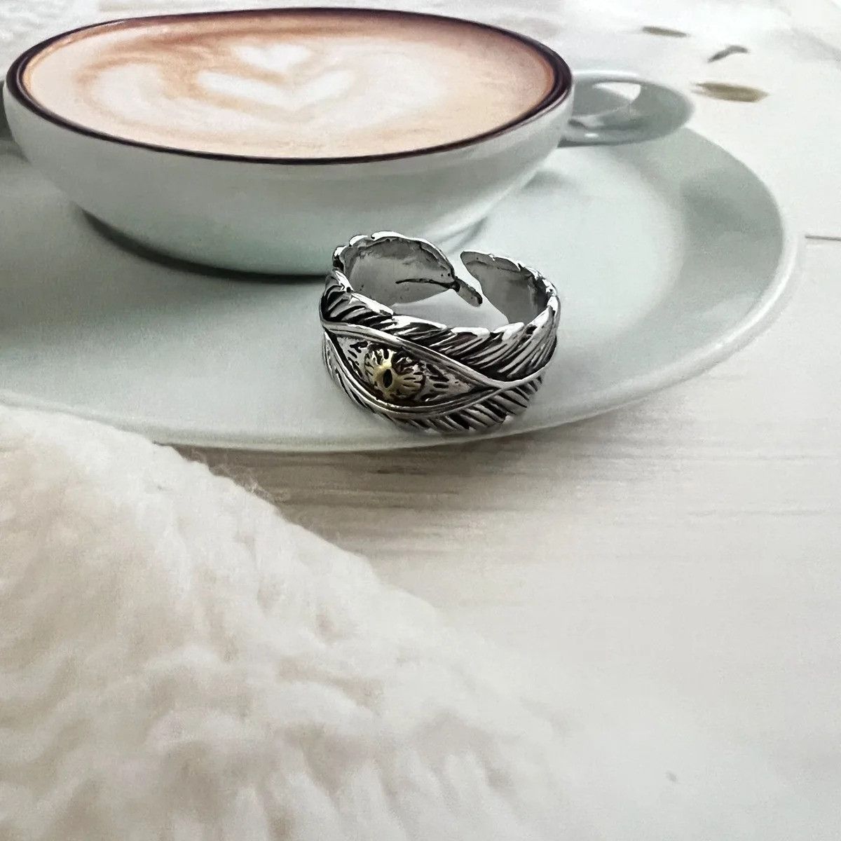 Other Retro Eye Feather Ring Size ONE SIZE - 2 Thumbnail