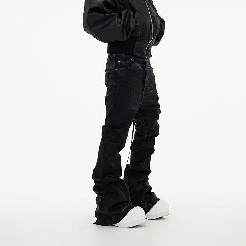 Japanese Brand × Jean Coated Brushed Wax Micro Flare Jeans Black Size US 32 / EU 48 - 4 Thumbnail