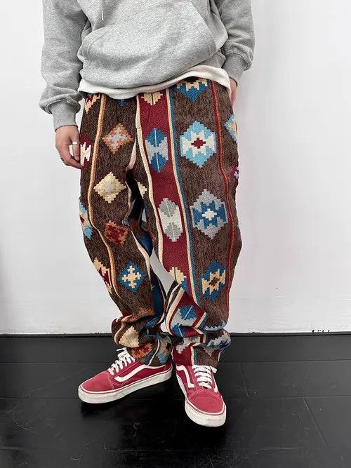 VIBE Retro geometric print jacquard casual cargo trousers Size US 32 / EU 48 - 1 Thumbnail