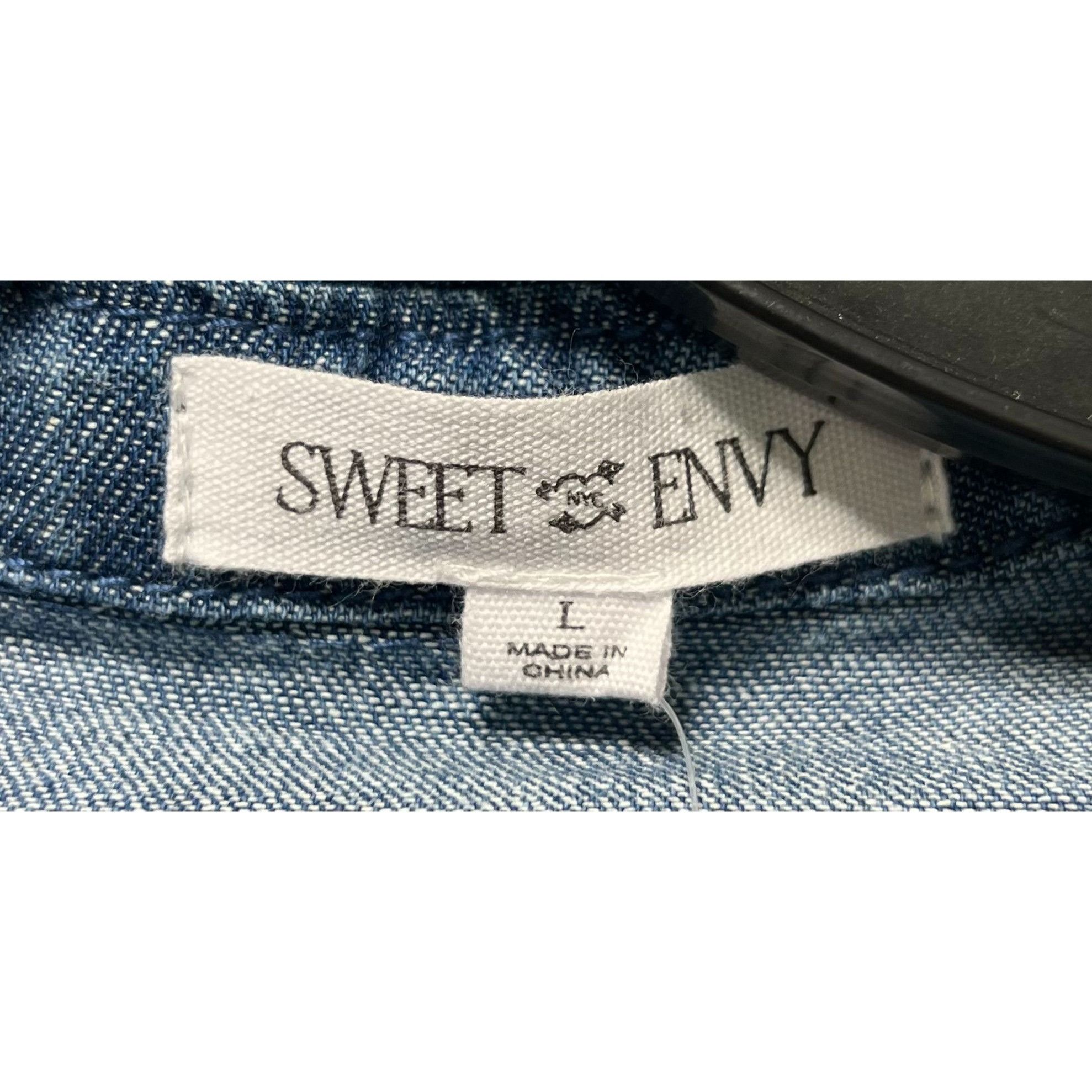 Other Sweet Envy - Women's Chambray Long Sleeve Button Down Shirt Size L / US 10 / IT 46 - 11 Thumbnail