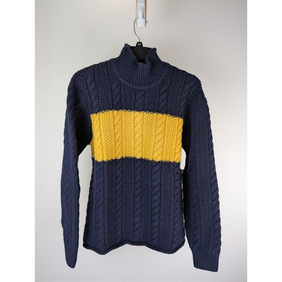 Aime Leon Dore o1rshd1 Aran Cable Mockneck Sweater in Navy Size US M / EU 48-50 / 2 - 8 Thumbnail
