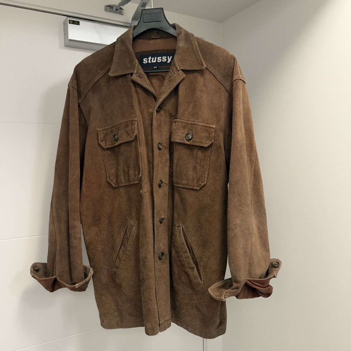 Stussy Vintage 90s Stüssy Brown Suede Shirt Jacket XL – Custom Size US XL / EU 56 / 4 - 2 Thumbnail